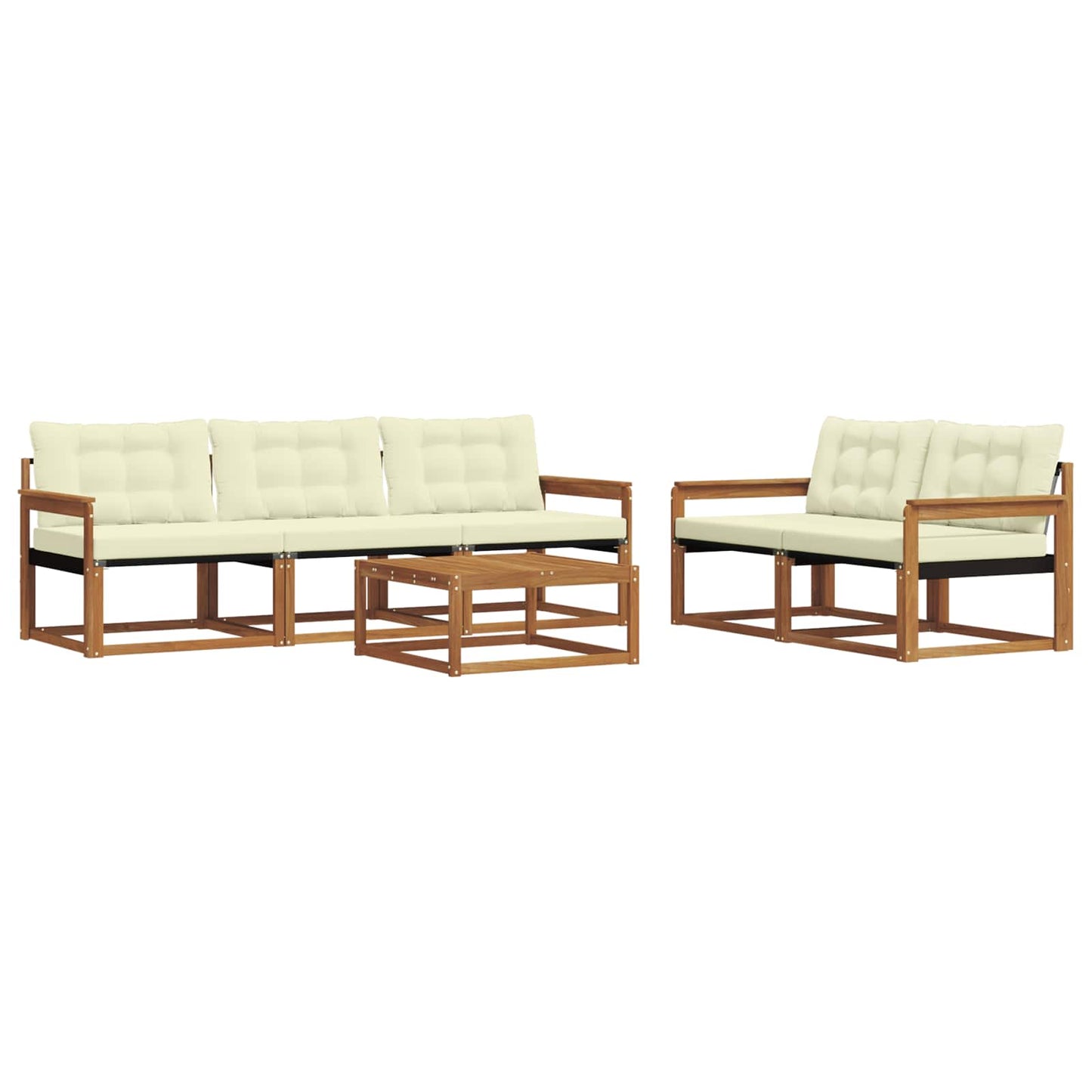 Outdoor-Sofagarnitur mit Kissen 6 pcs Natur und Creme