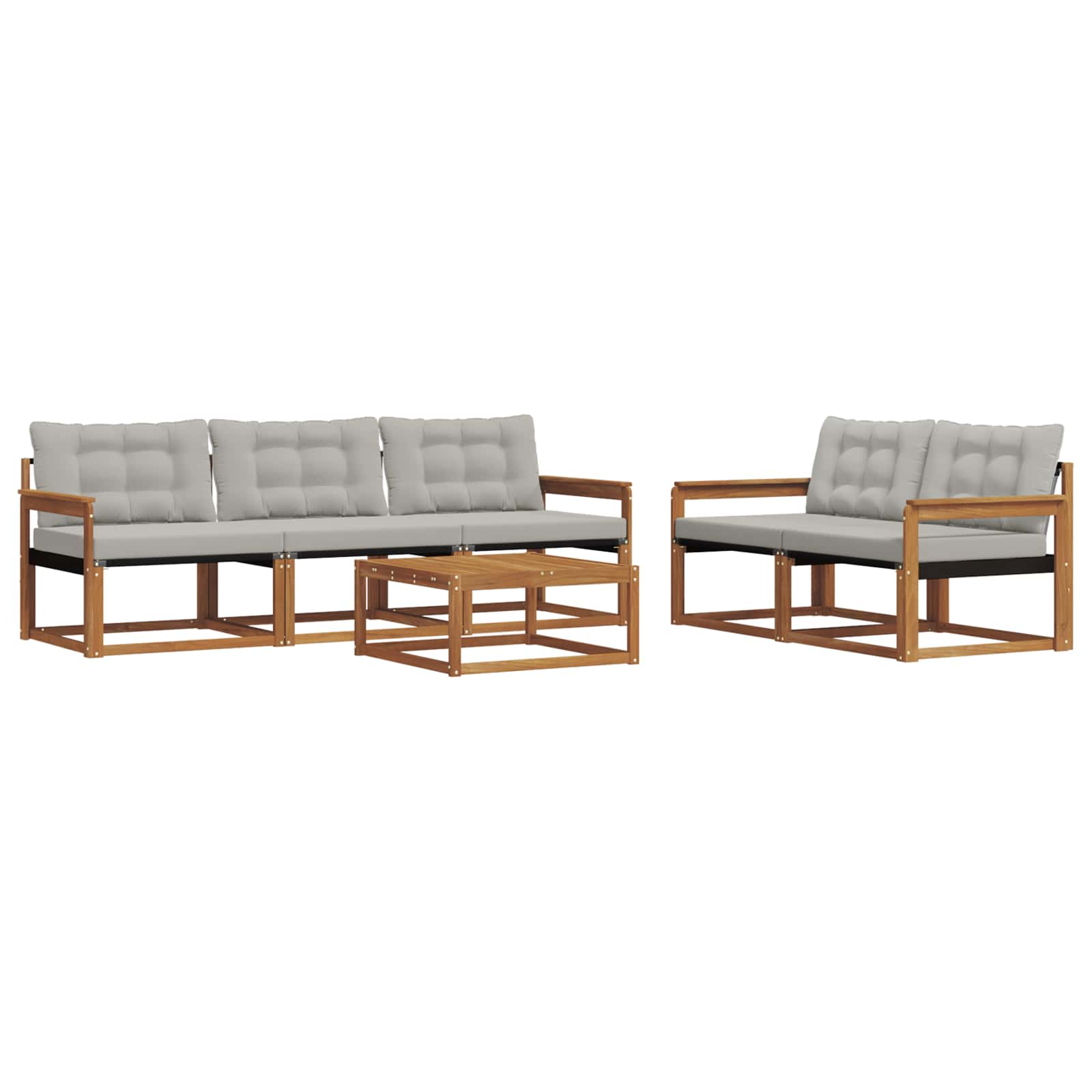 Outdoor-Sofagarnitur mit Kissen 6 pcs Natürlich und Hellgrau