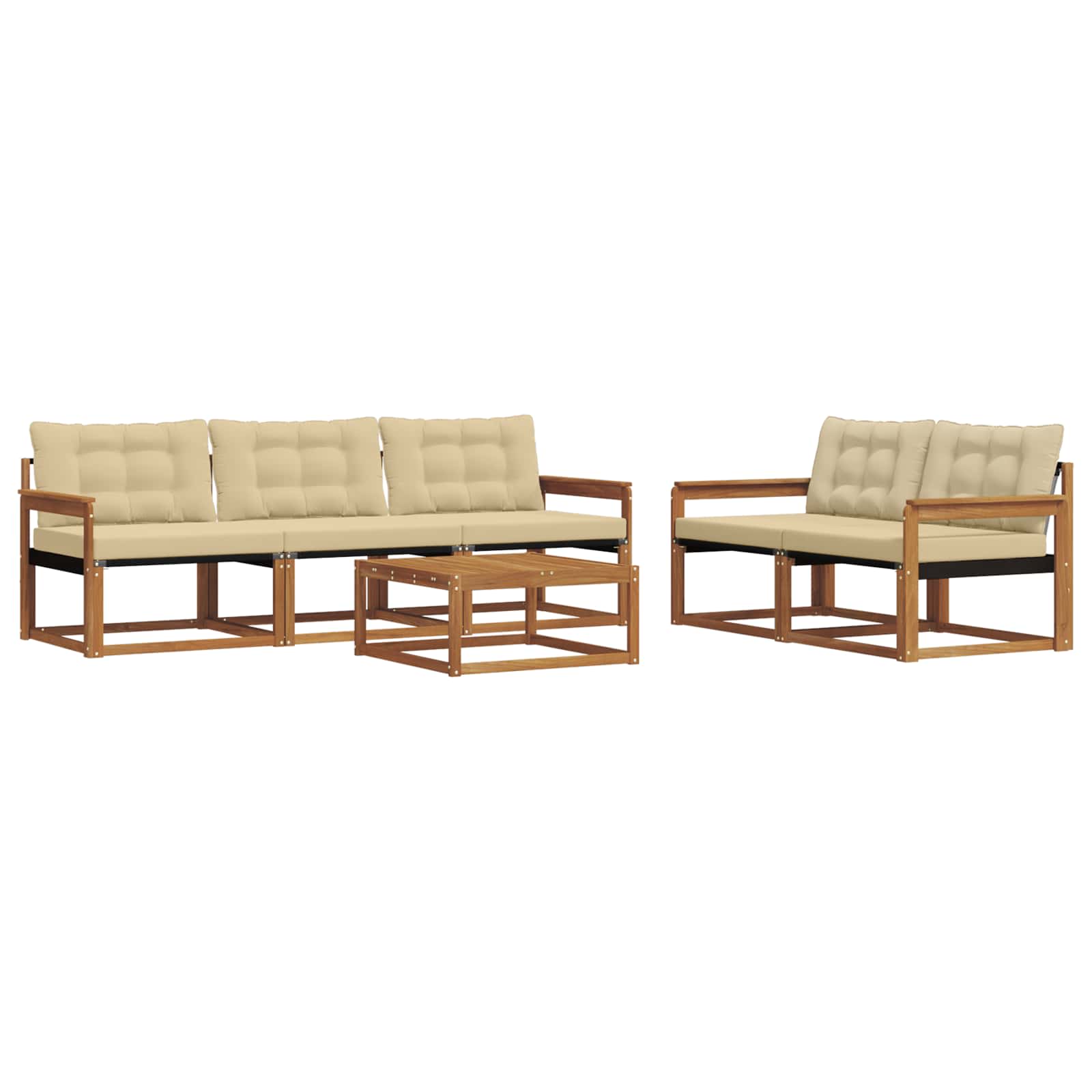 Outdoor-Sofagarnitur mit Kissen 6 pcs Natur und Beige