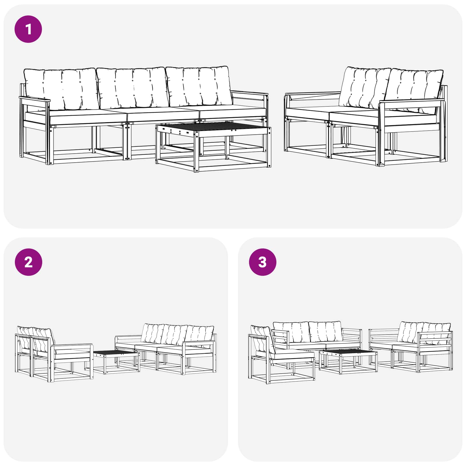 Outdoor-Sofagarnitur mit Kissen 6 pcs Natur und Beige