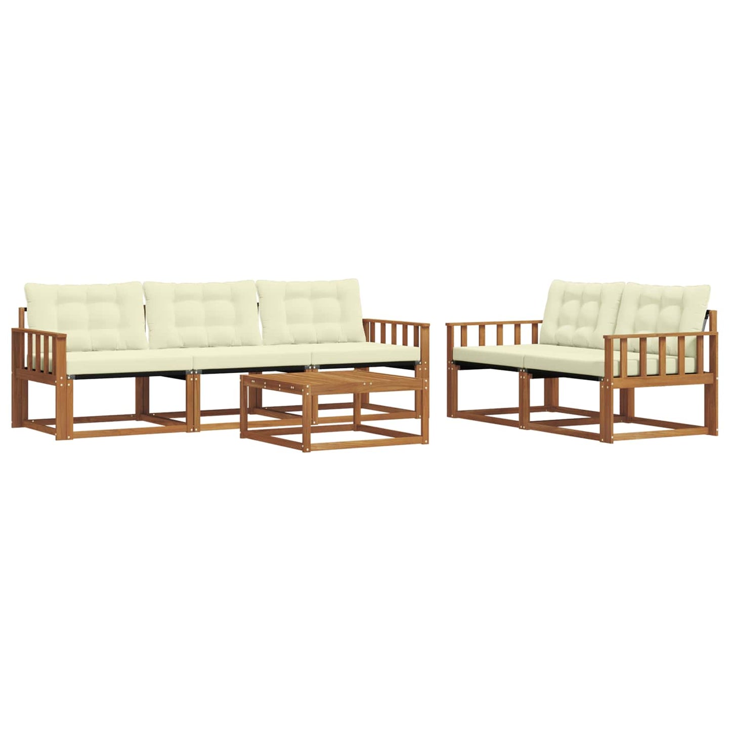Outdoor-Sofagarnitur mit Kissen 6 pcs Natur und Creme