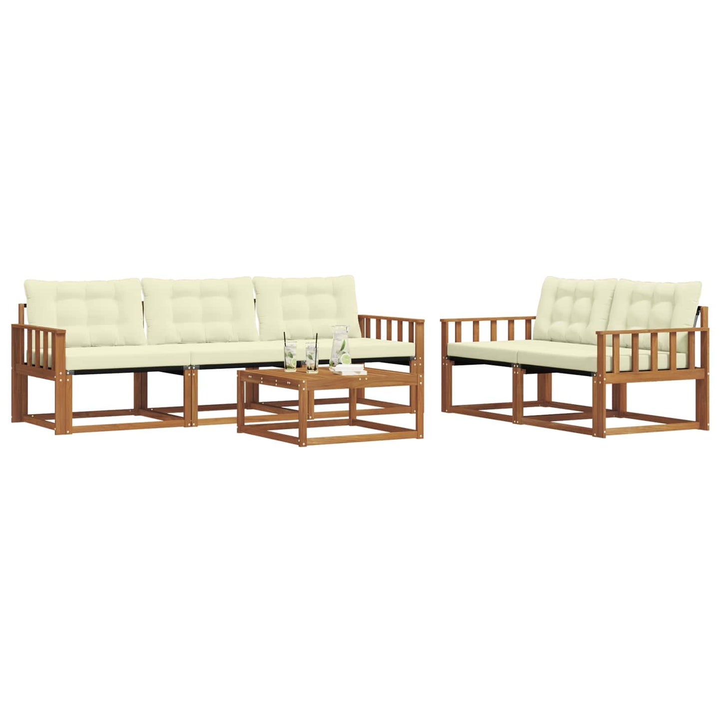 Outdoor-Sofagarnitur mit Kissen 6 pcs Natur und Creme