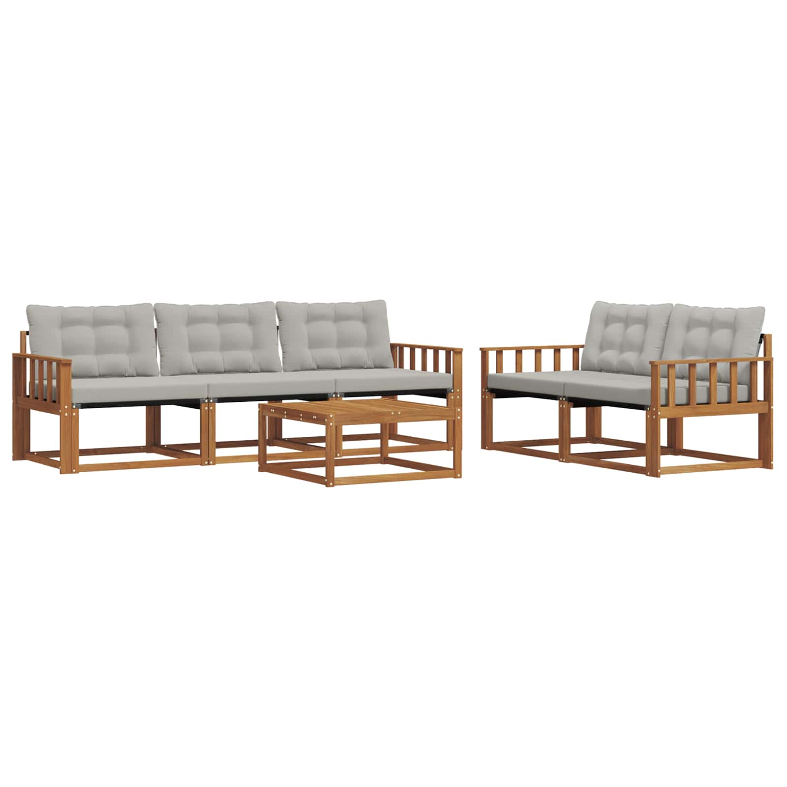 Outdoor-Sofagarnitur mit Kissen 6 pcs Natürlich und Hellgrau