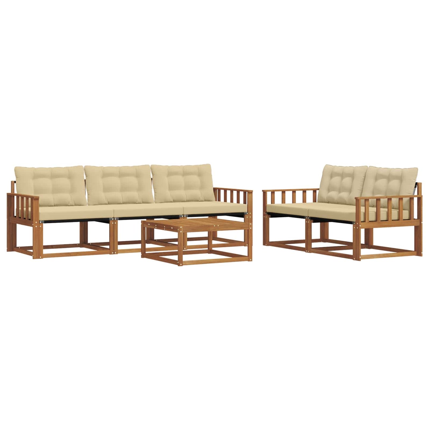 Outdoor-Sofagarnitur mit Kissen 6 pcs Natur und Beige