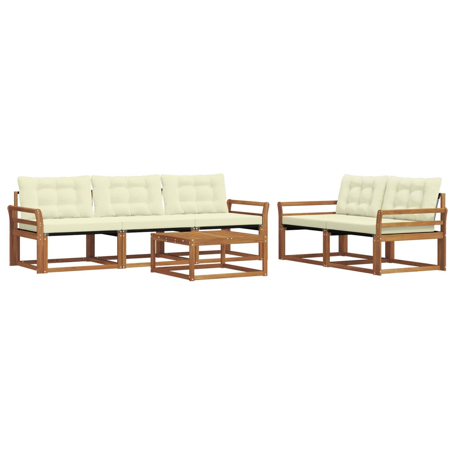 Outdoor-Sofagarnitur mit Kissen 6 pcs Natur und Creme