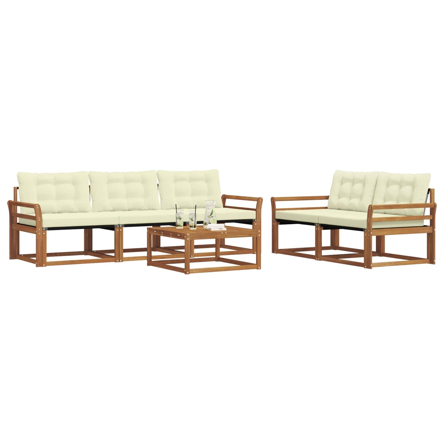 Outdoor-Sofagarnitur mit Kissen 6 pcs Natur und Creme