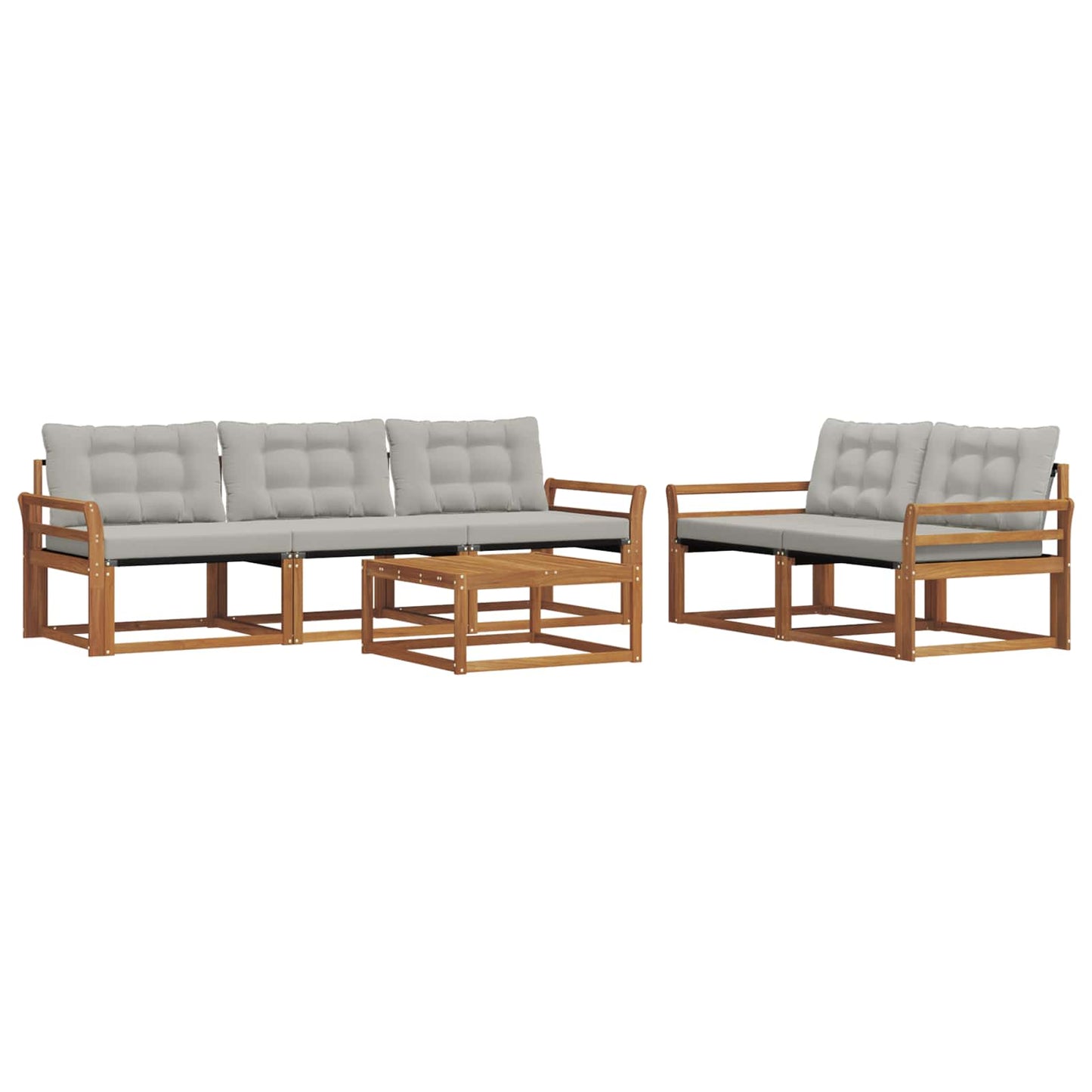 Outdoor-Sofagarnitur mit Kissen 6 pcs Natürlich und Hellgrau