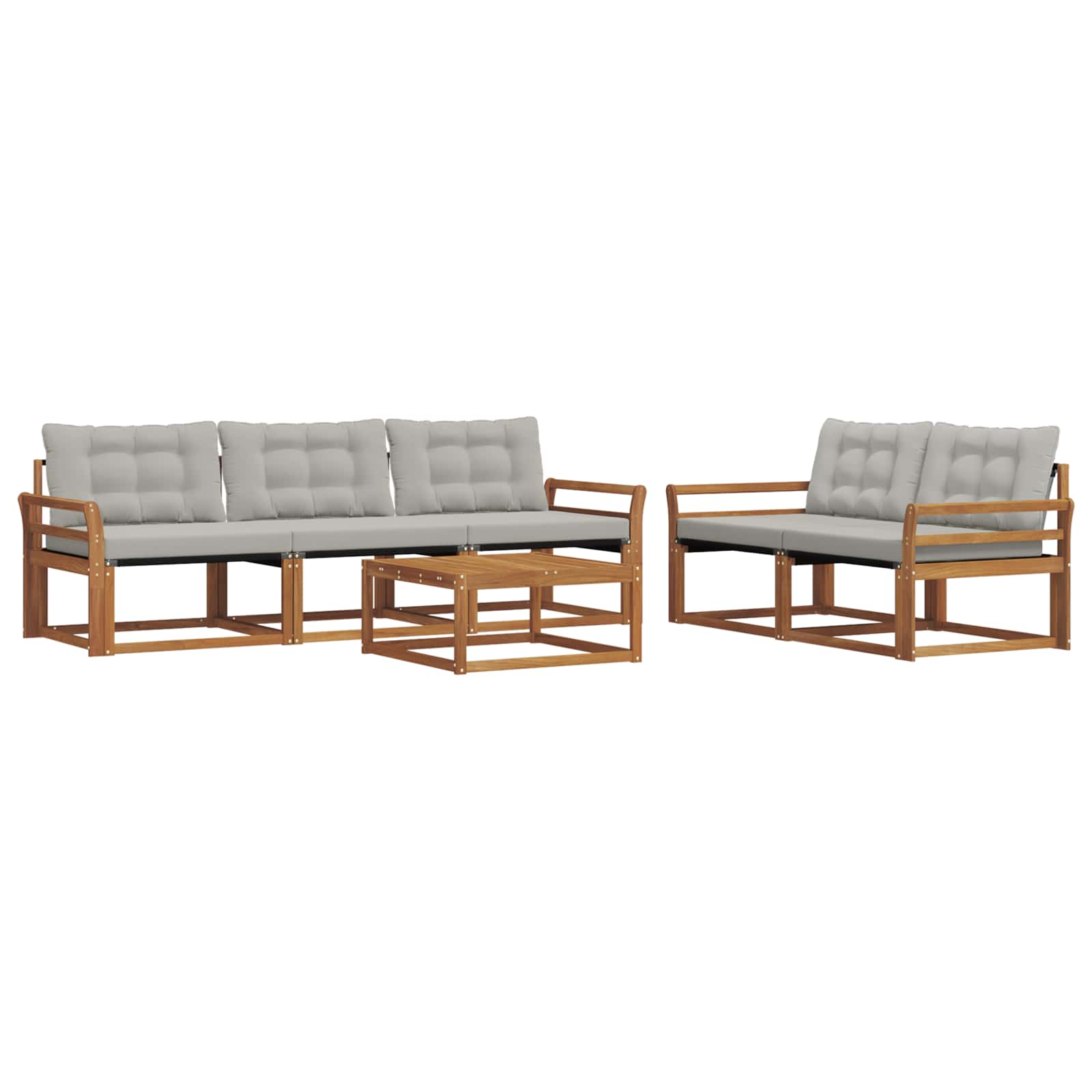 Outdoor-Sofagarnitur mit Kissen 6 pcs Natürlich und Hellgrau