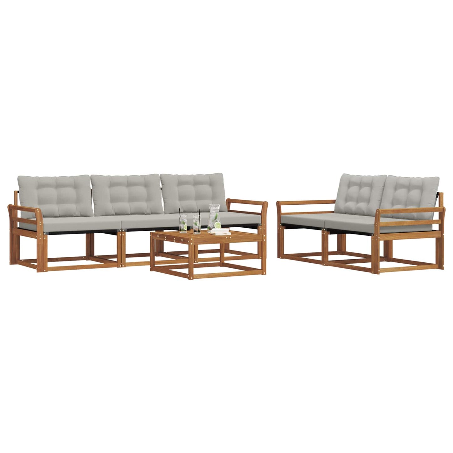 Outdoor-Sofagarnitur mit Kissen 6 pcs Natürlich und Hellgrau