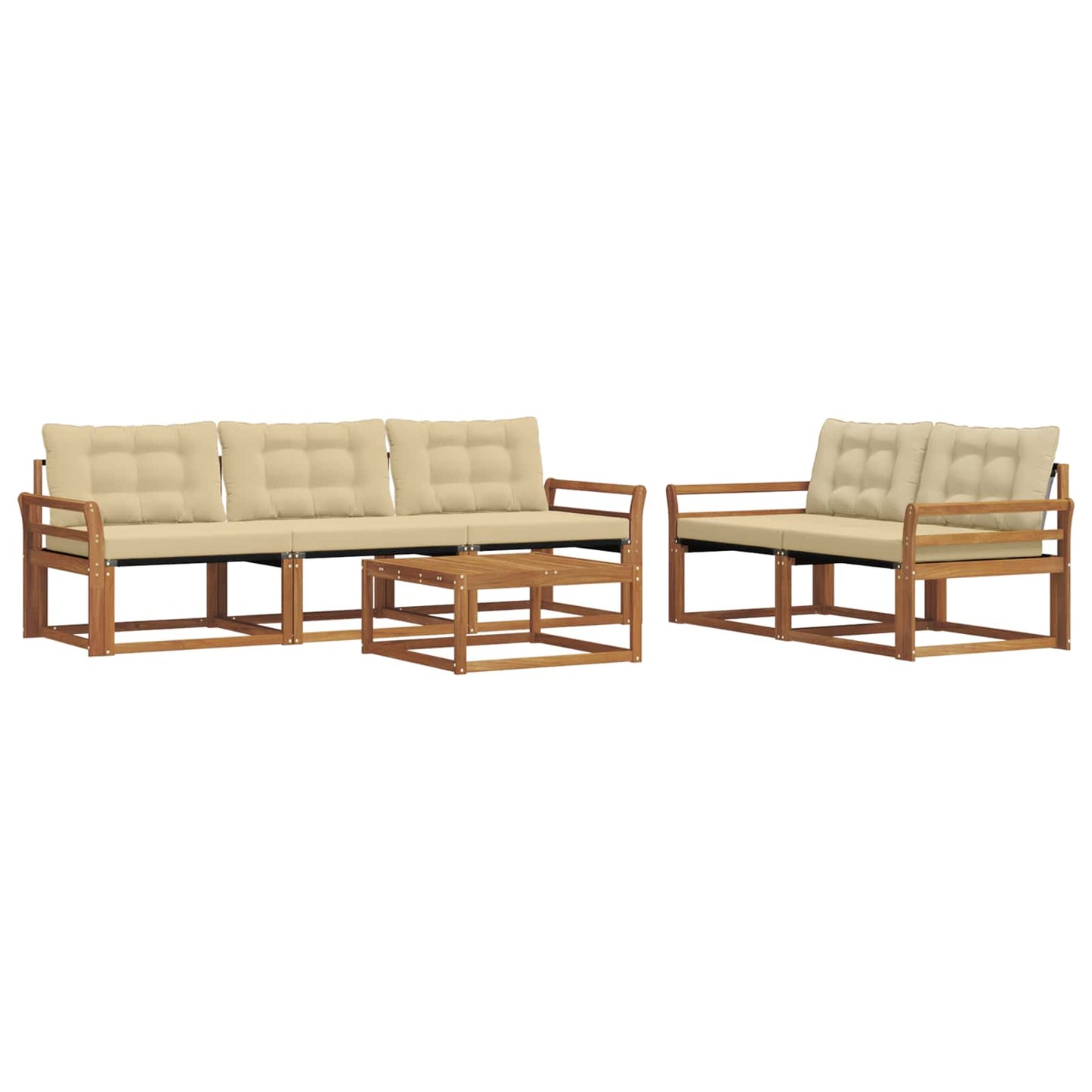 Outdoor-Sofagarnitur mit Kissen 6 pcs Natur und Beige