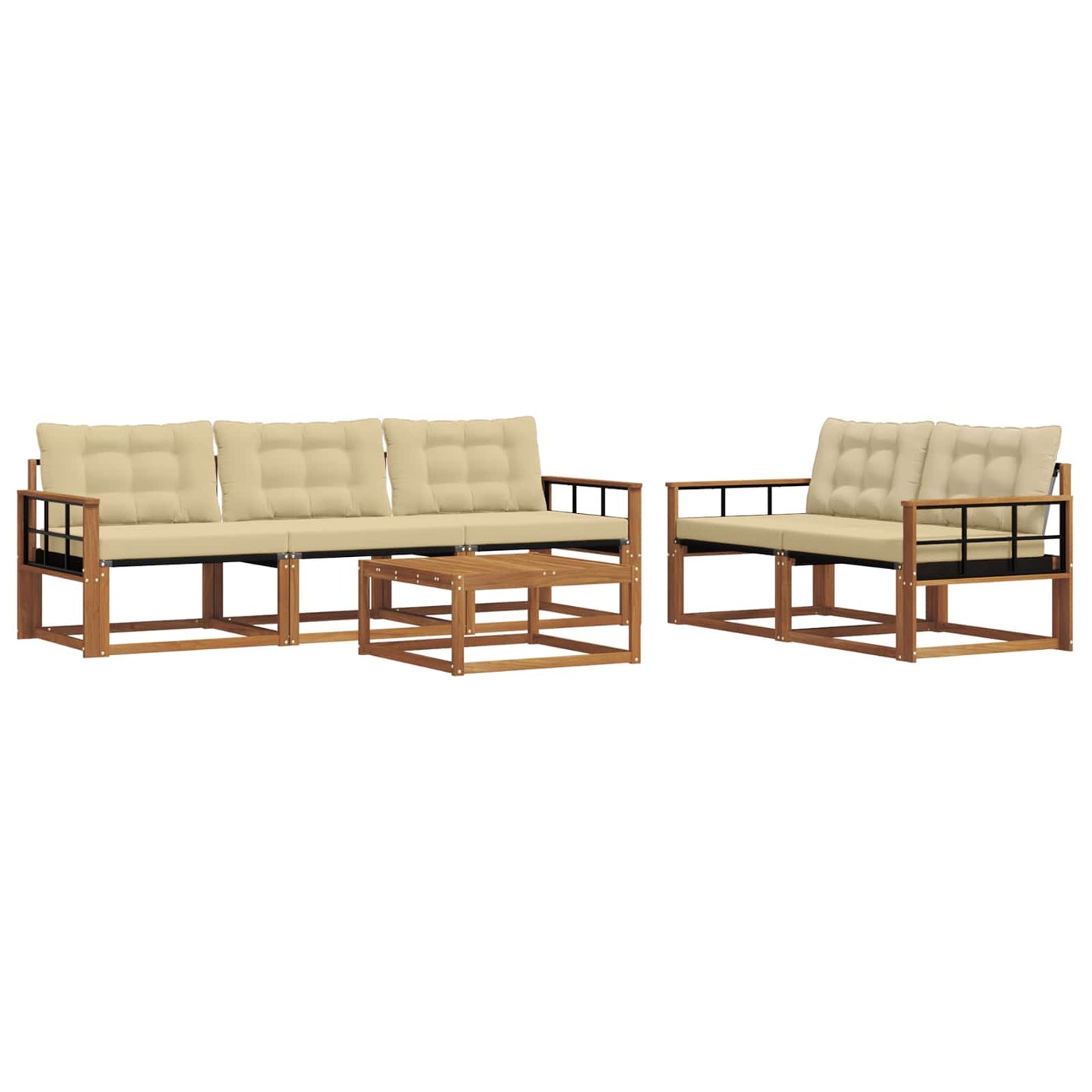 Outdoor-Sofagarnitur mit Kissen 6 pcs Natur und Beige