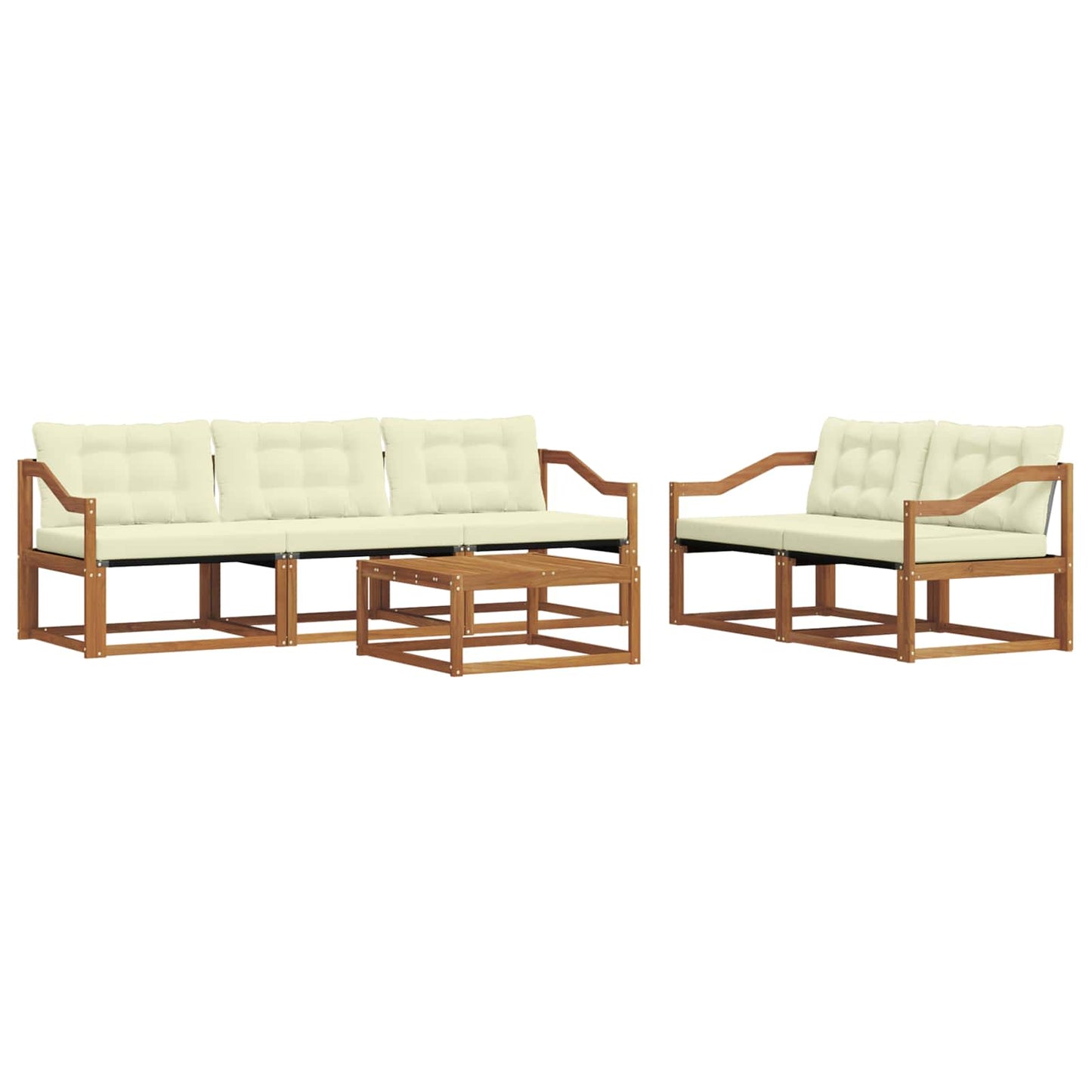 Outdoor-Sofagarnitur mit Kissen 6 pcs Natur und Creme