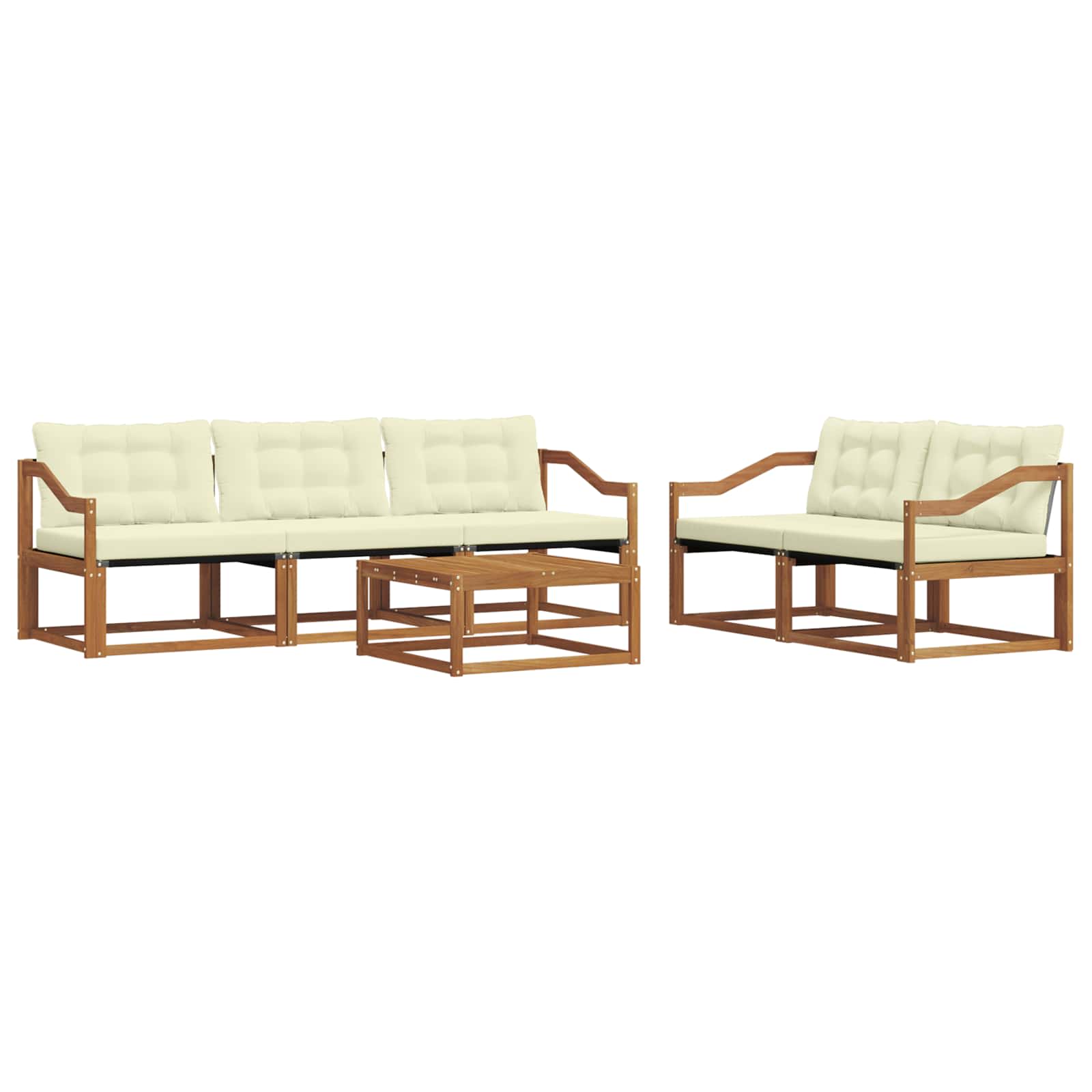 Outdoor-Sofagarnitur mit Kissen 6 pcs Natur und Creme