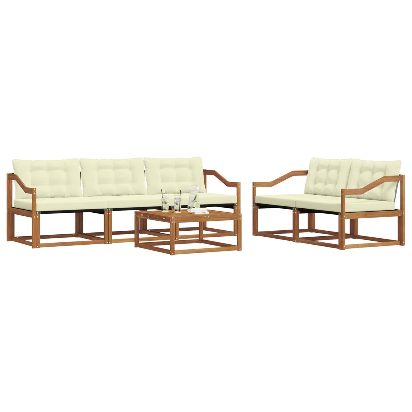 Outdoor-Sofagarnitur mit Kissen 6 pcs Natur und Creme