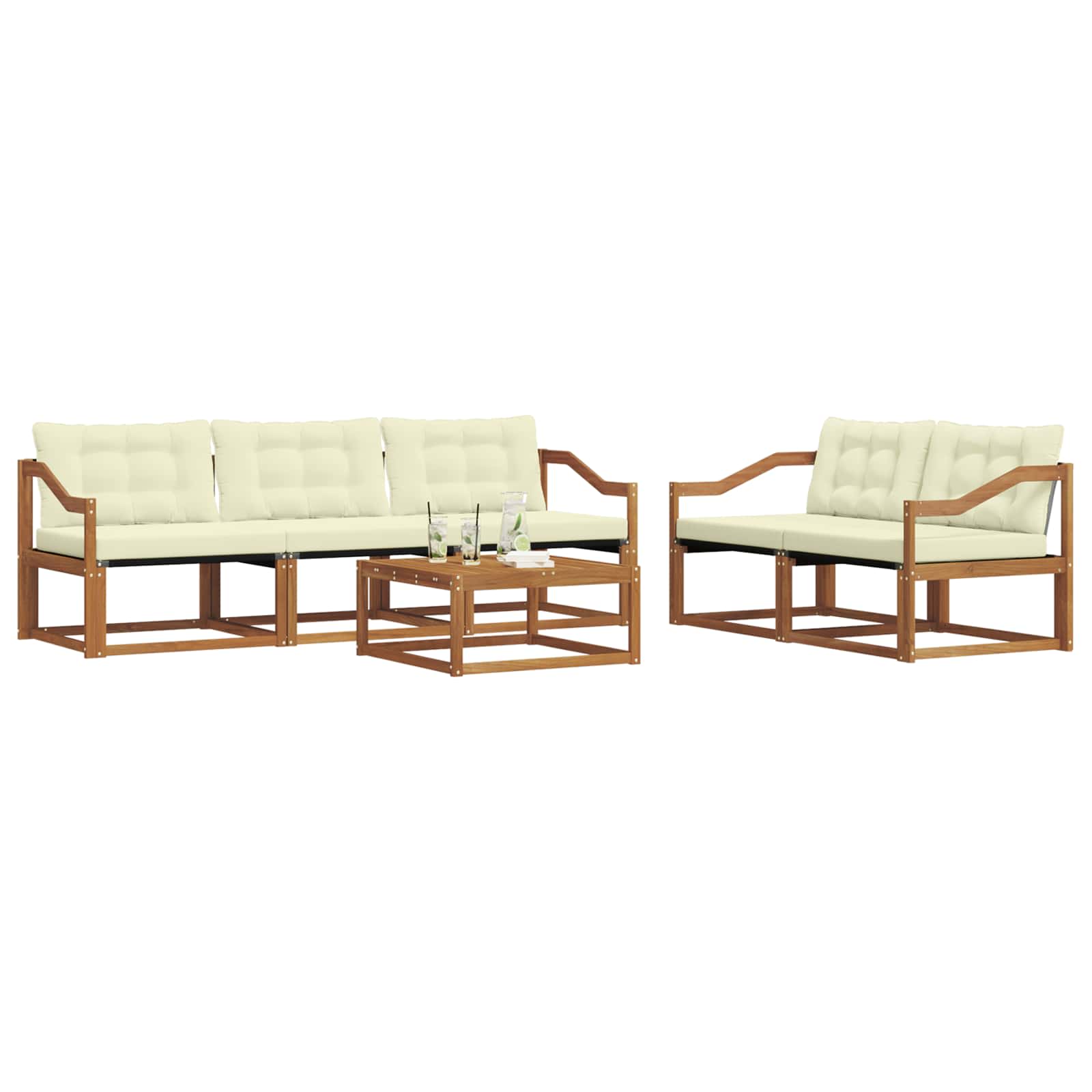 Outdoor-Sofagarnitur mit Kissen 6 pcs Natur und Creme
