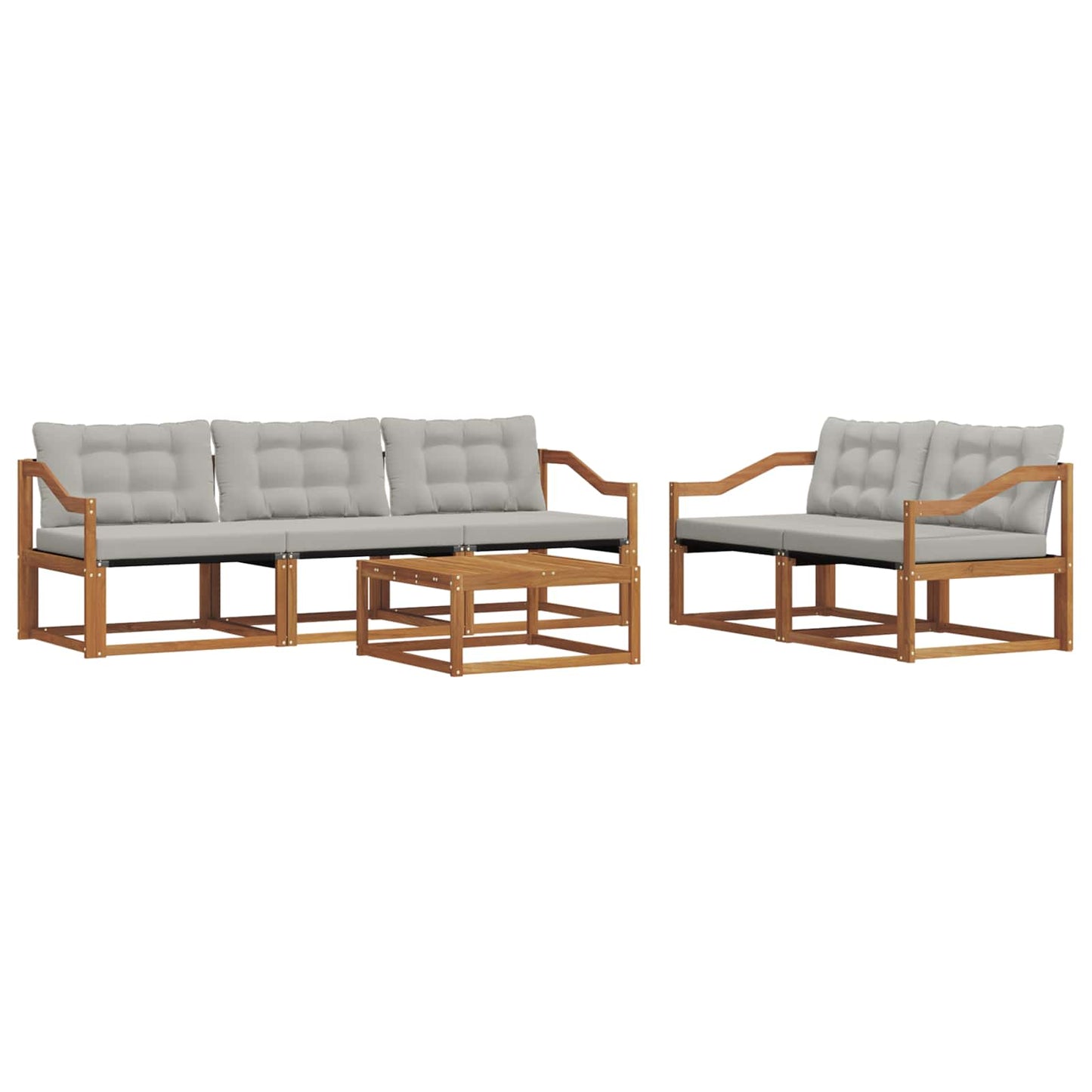 Outdoor-Sofagarnitur mit Kissen 6 pcs Natürlich und Hellgrau
