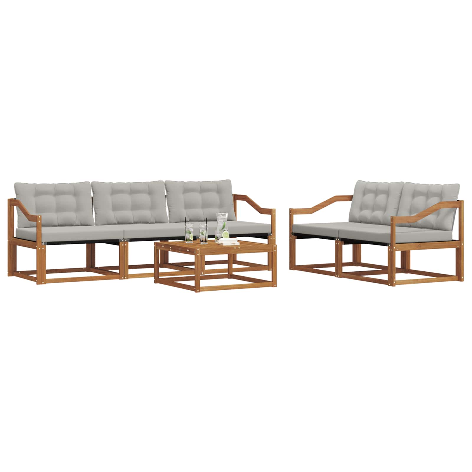 Outdoor-Sofagarnitur mit Kissen 6 pcs Natürlich und Hellgrau