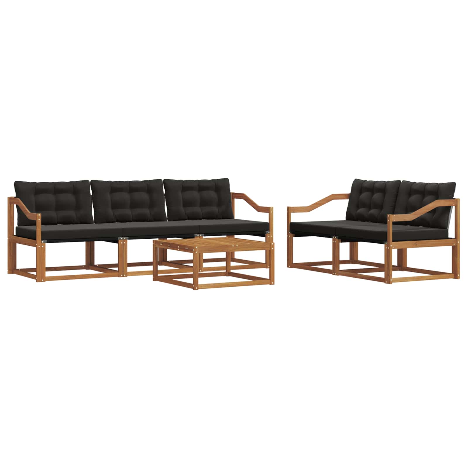 Outdoor-Sofagarnitur mit Kissen 6 pcs Natürlich und Schwarz