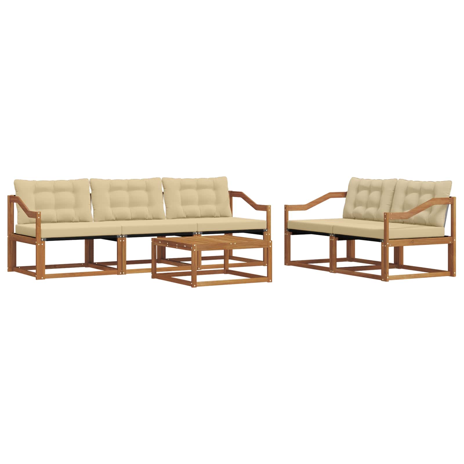 Outdoor-Sofagarnitur mit Kissen 6 pcs Natur und Beige