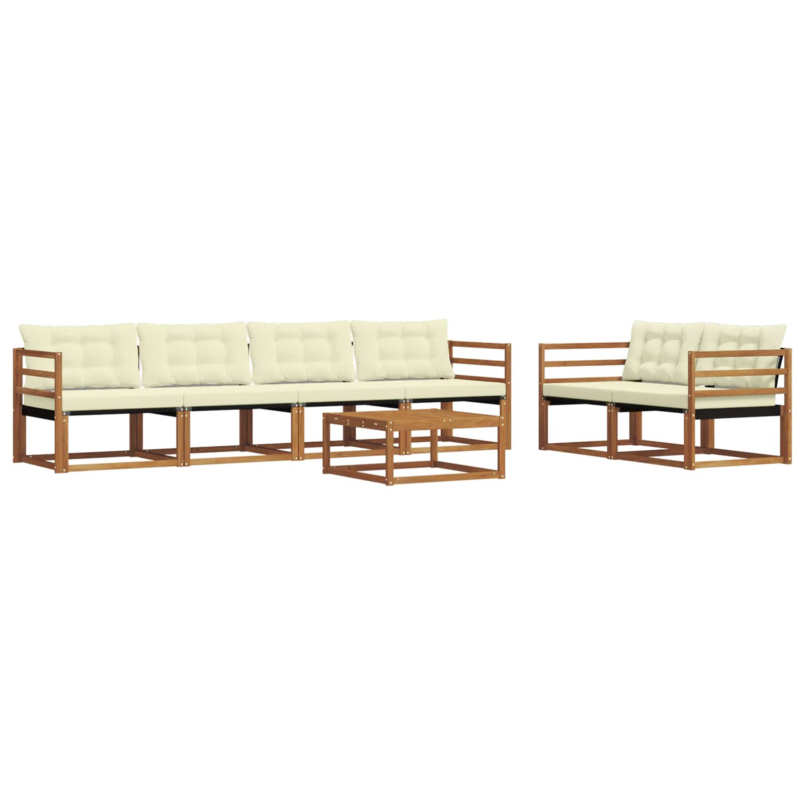 Outdoor-Sofagarnitur mit Kissen 7 pcs Natur und Creme