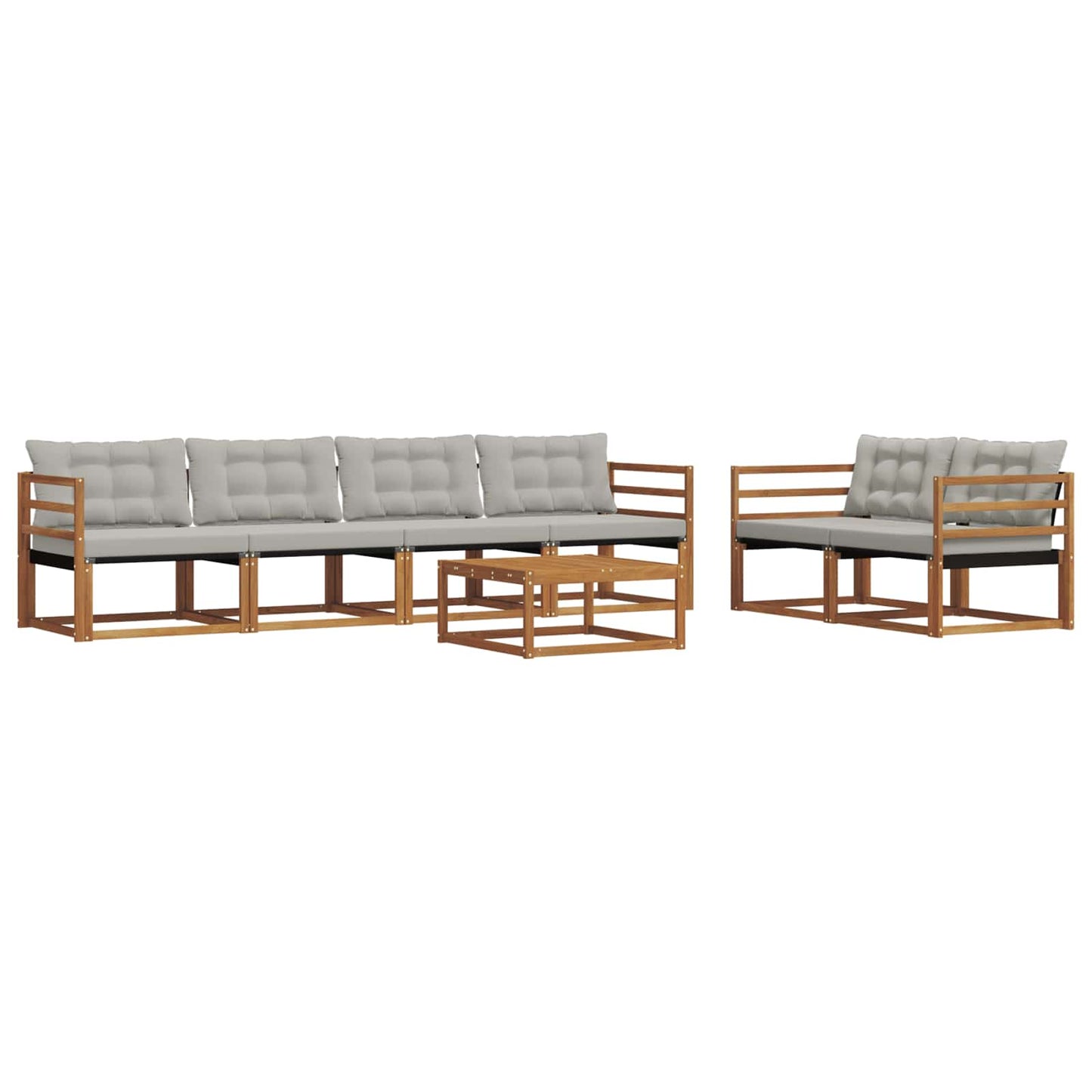 Outdoor-Sofagarnitur mit Kissen 7 pcs Natürlich und Hellgrau