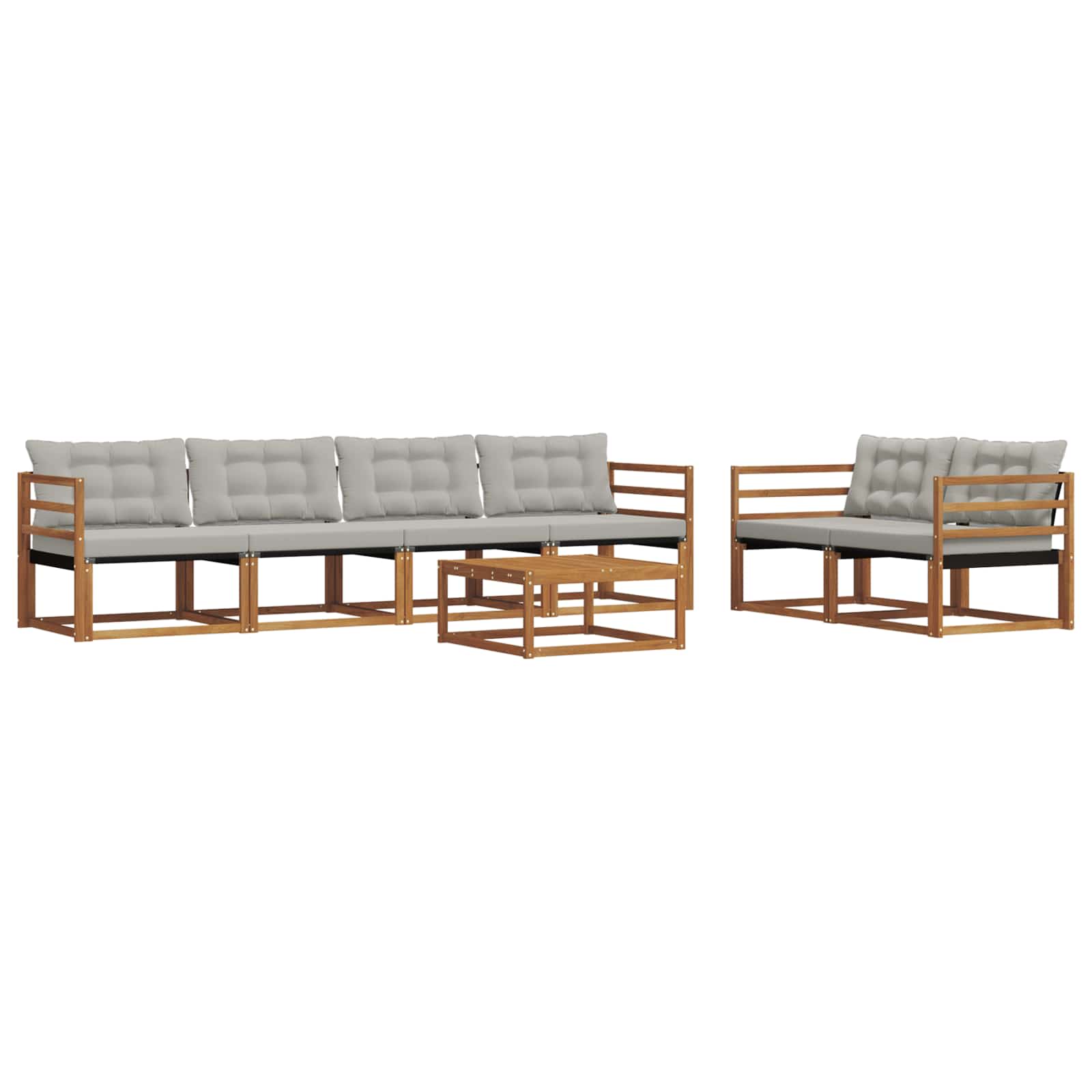 Outdoor-Sofagarnitur mit Kissen 7 pcs Natürlich und Hellgrau