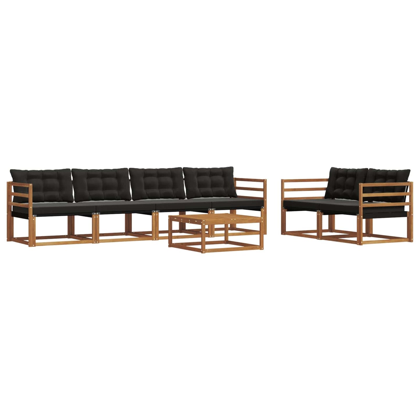 Outdoor-Sofagarnitur mit Kissen 7 pcs Natürlich und Schwarz