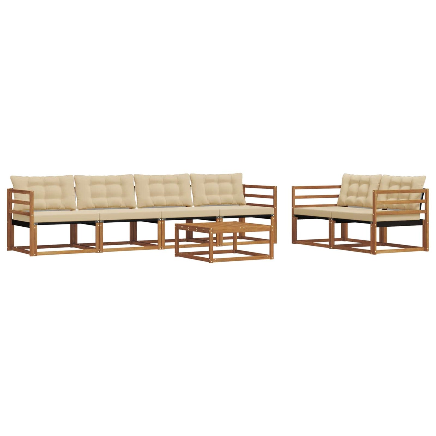 Outdoor-Sofagarnitur mit Kissen 7 pcs Natur und Beige
