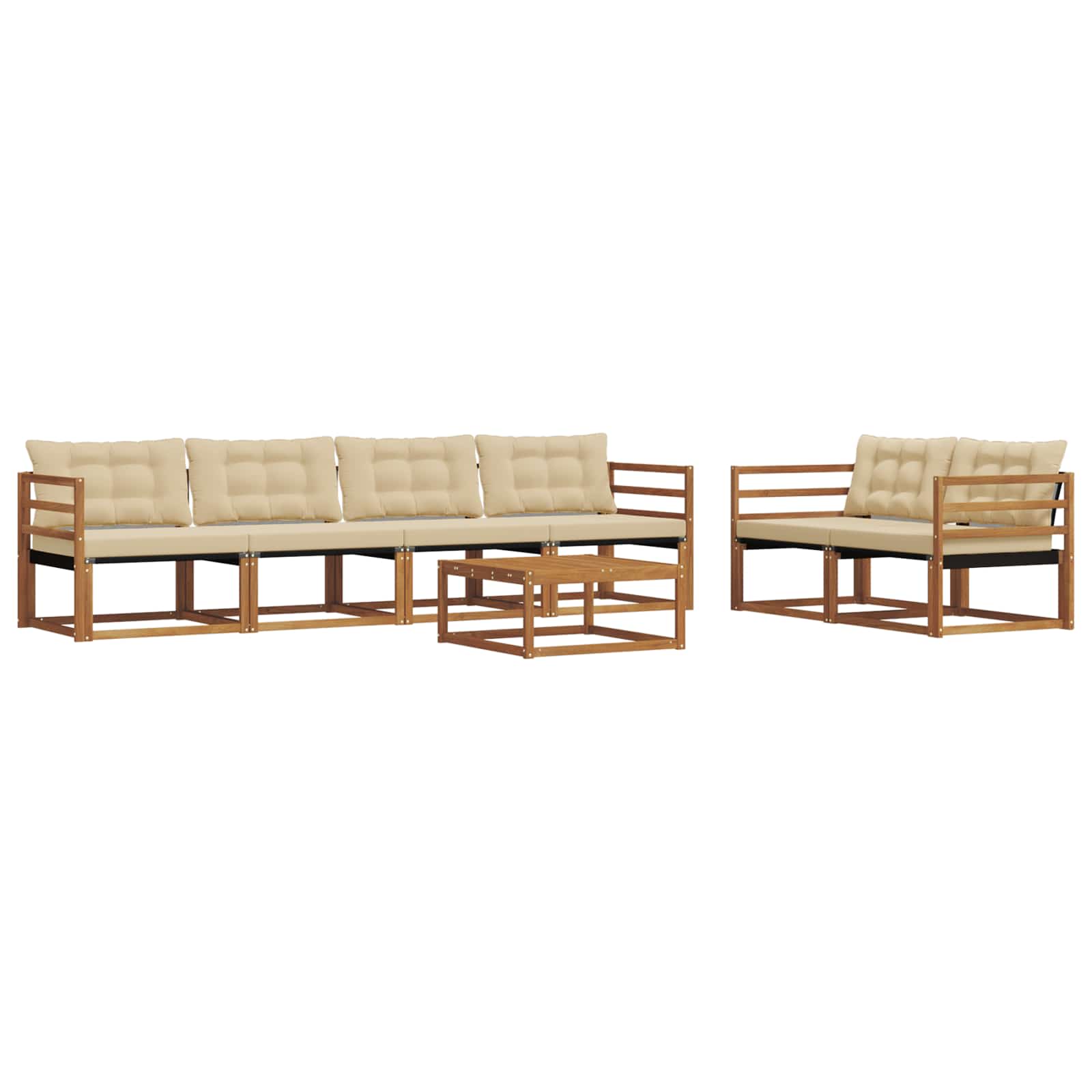 Outdoor-Sofagarnitur mit Kissen 7 pcs Natur und Beige