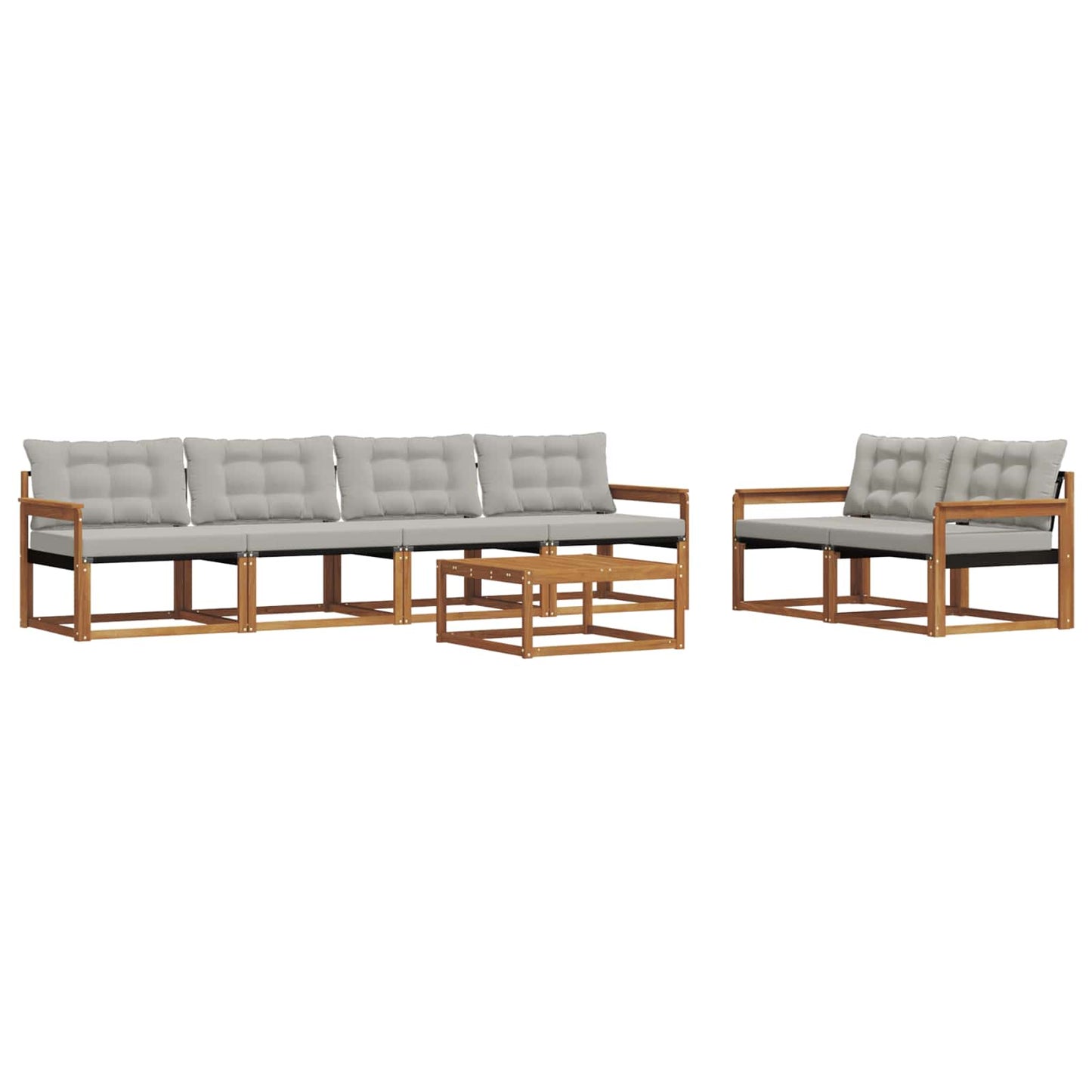 Outdoor-Sofagarnitur mit Kissen 7 pcs Natürlich und Hellgrau
