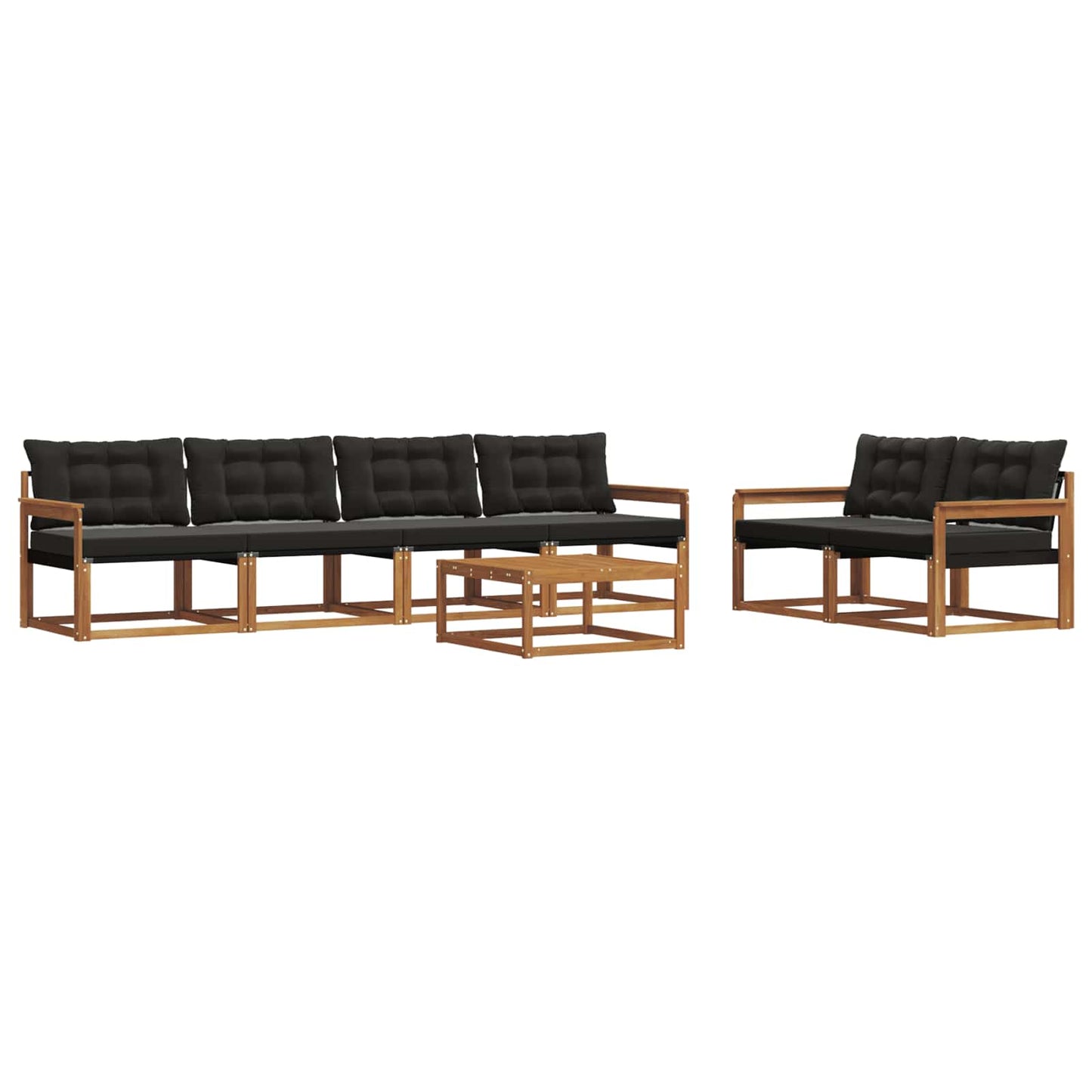 Outdoor-Sofagarnitur mit Kissen 7 pcs Natürlich und Schwarz