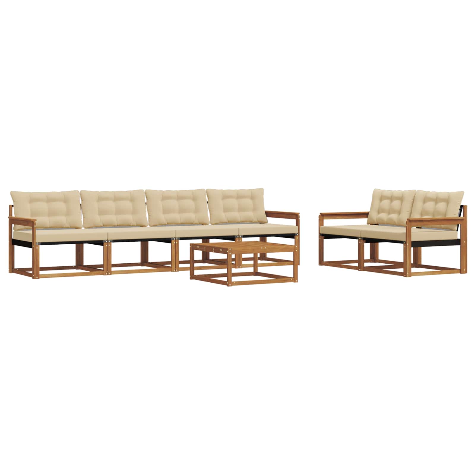 Outdoor-Sofagarnitur mit Kissen 7 pcs Natur und Beige