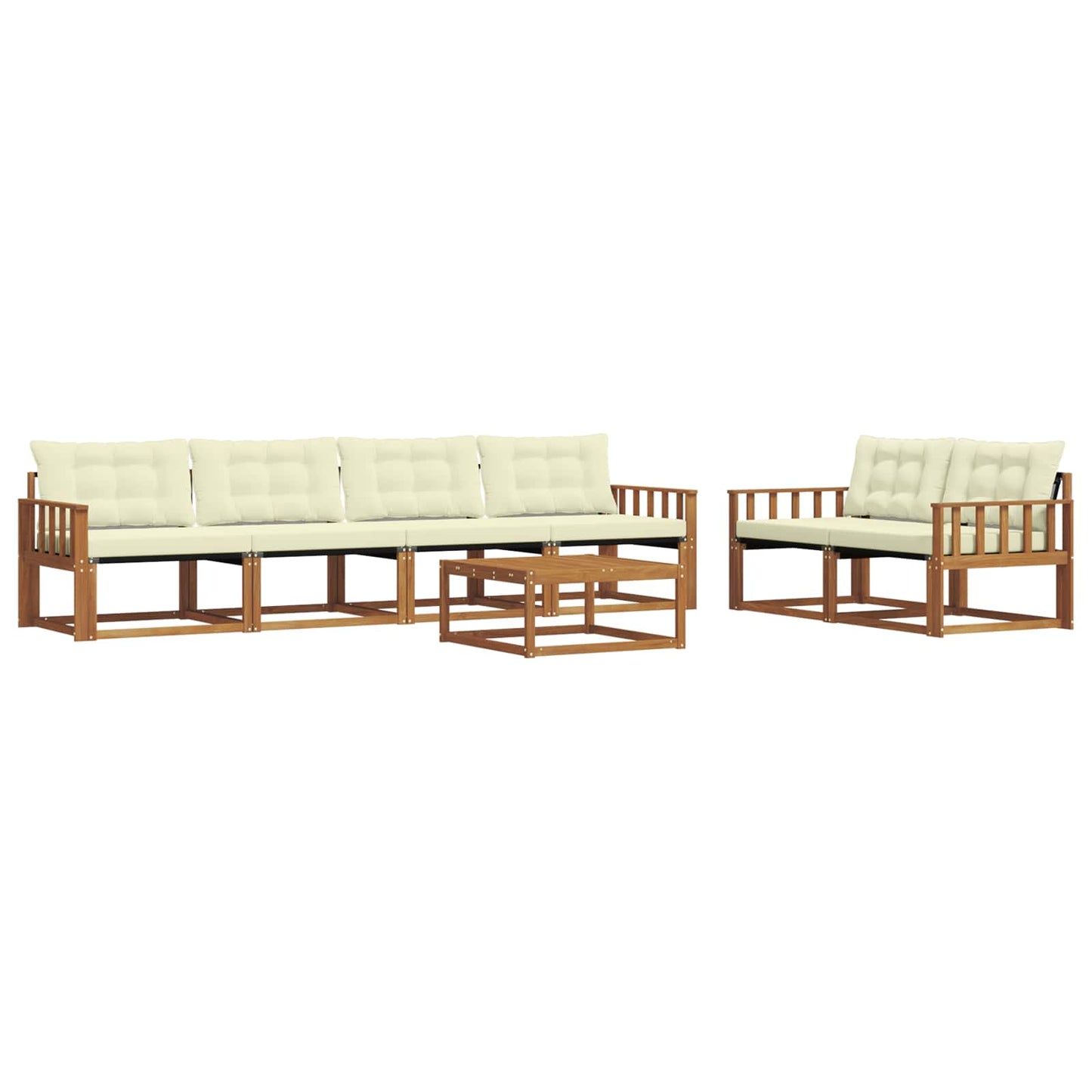 Outdoor-Sofagarnitur mit Kissen 7 pcs Natur und Creme