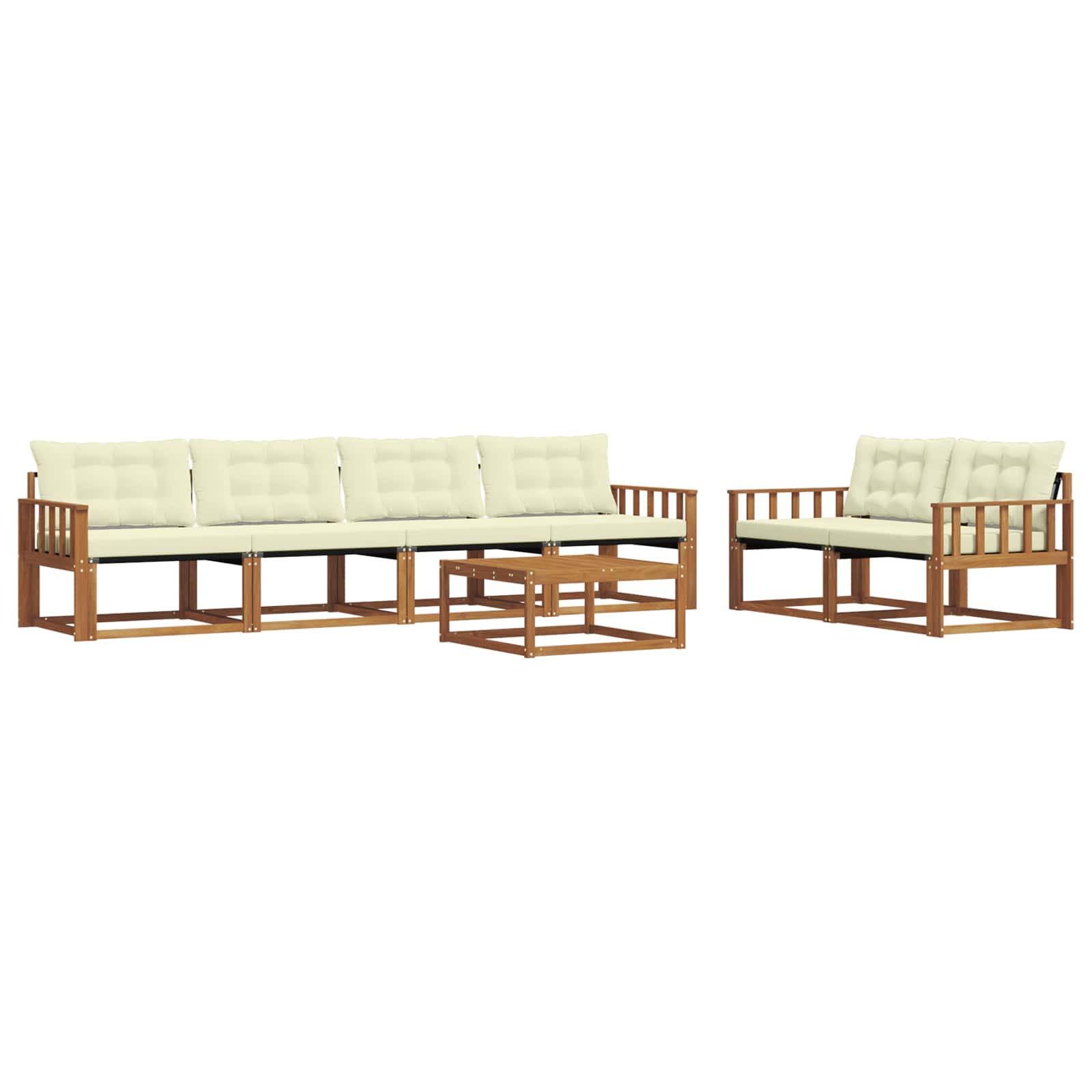 Outdoor-Sofagarnitur mit Kissen 7 pcs Natur und Creme