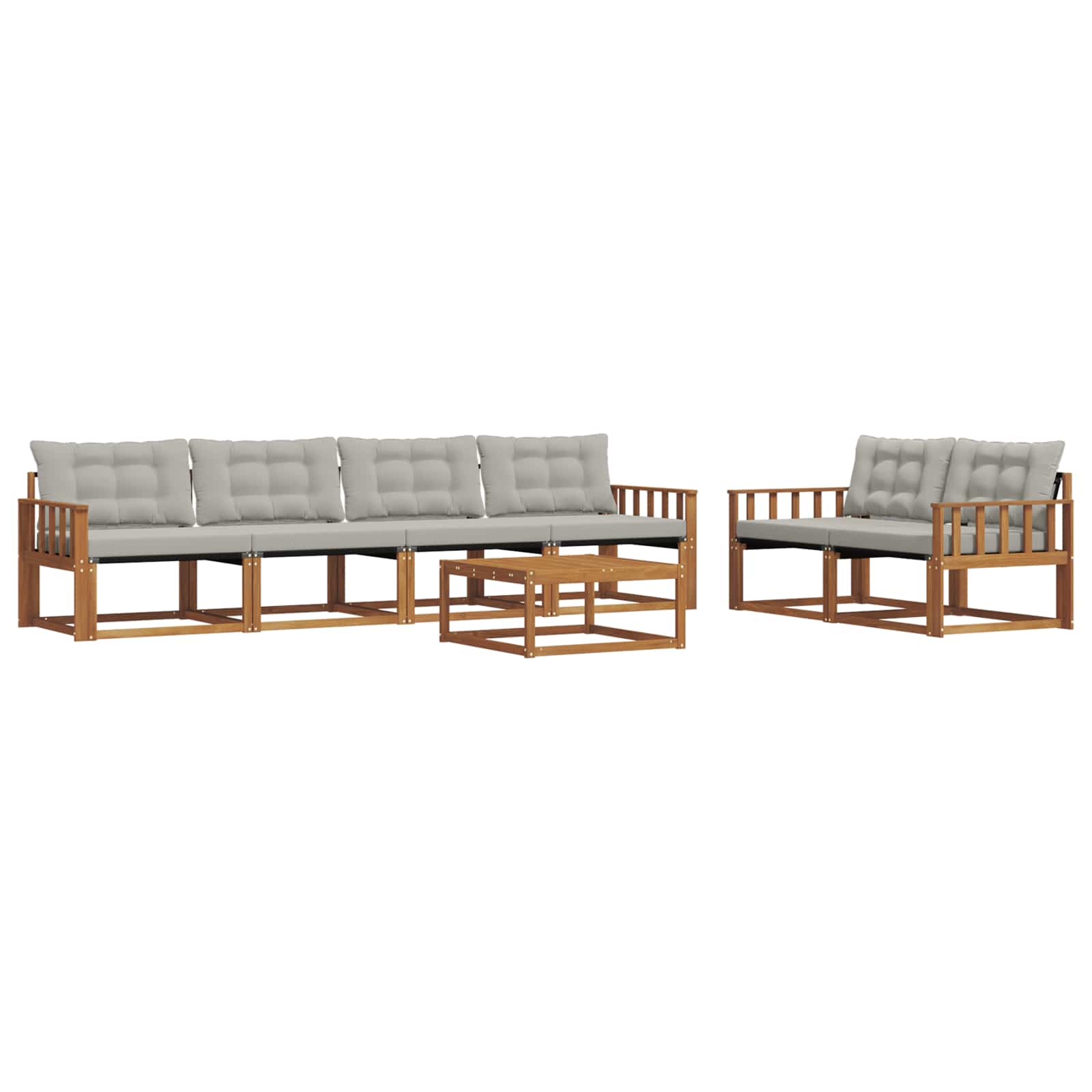 Outdoor-Sofagarnitur mit Kissen 7 pcs Natürlich und Hellgrau