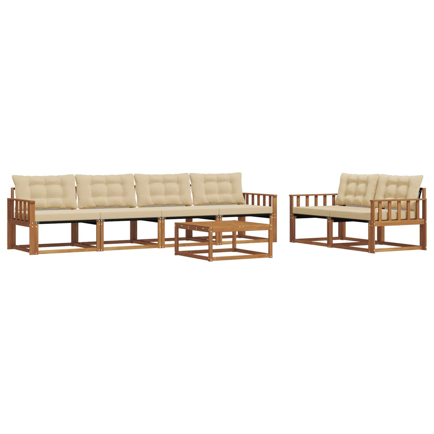 Outdoor-Sofagarnitur mit Kissen 7 pcs Natur und Beige