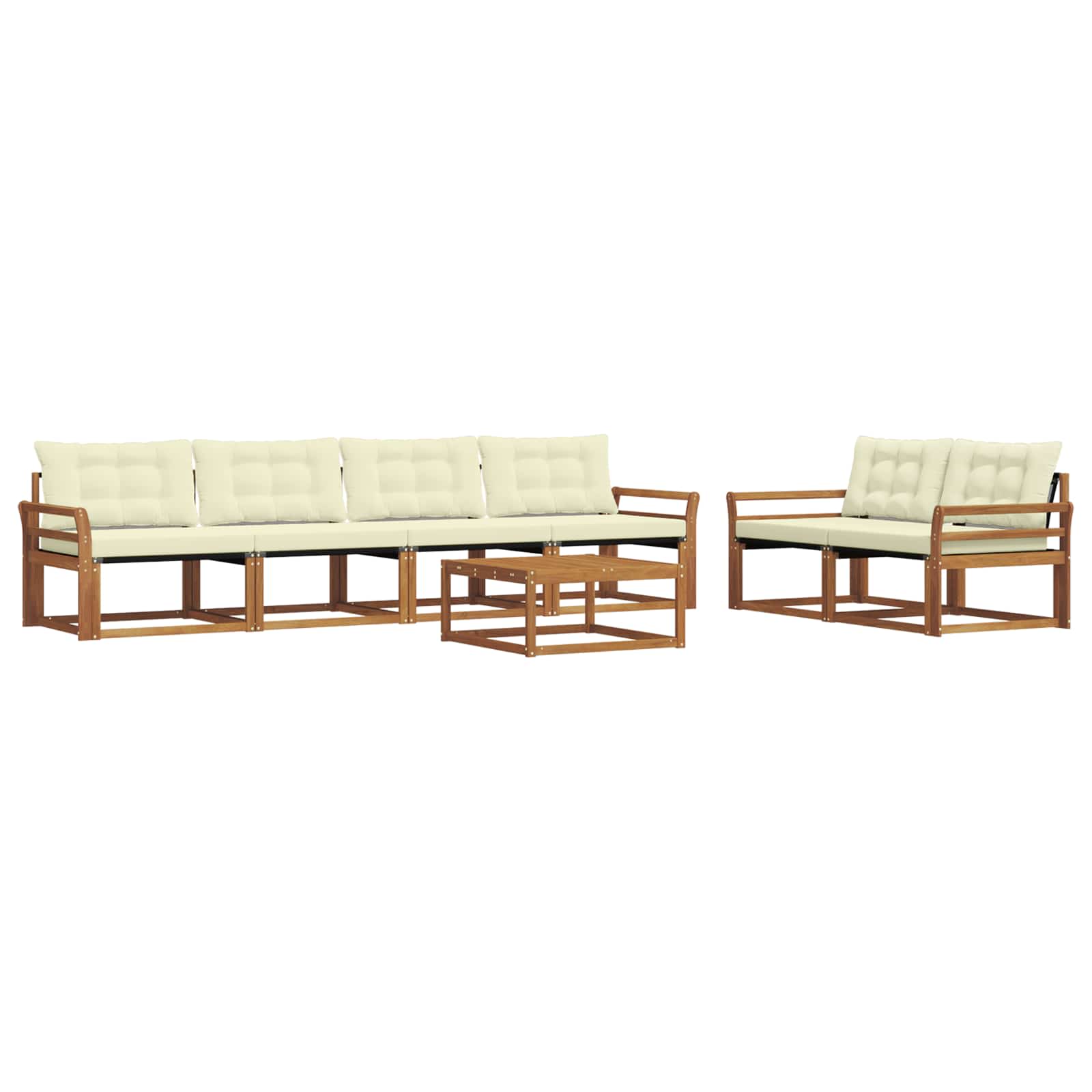 Outdoor-Sofagarnitur mit Kissen 7 pcs Natur und Creme