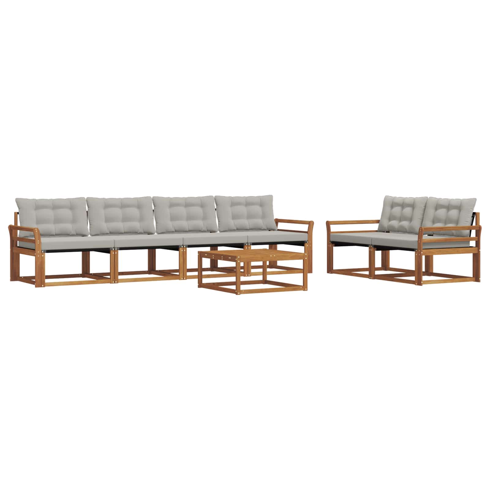 Outdoor-Sofagarnitur mit Kissen 7 pcs Natürlich und Hellgrau