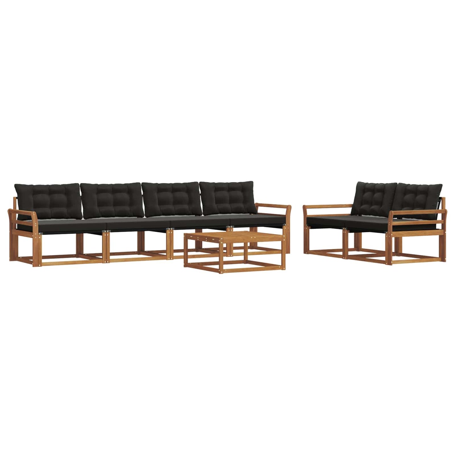 Outdoor-Sofagarnitur mit Kissen 7 pcs Natürlich und Schwarz