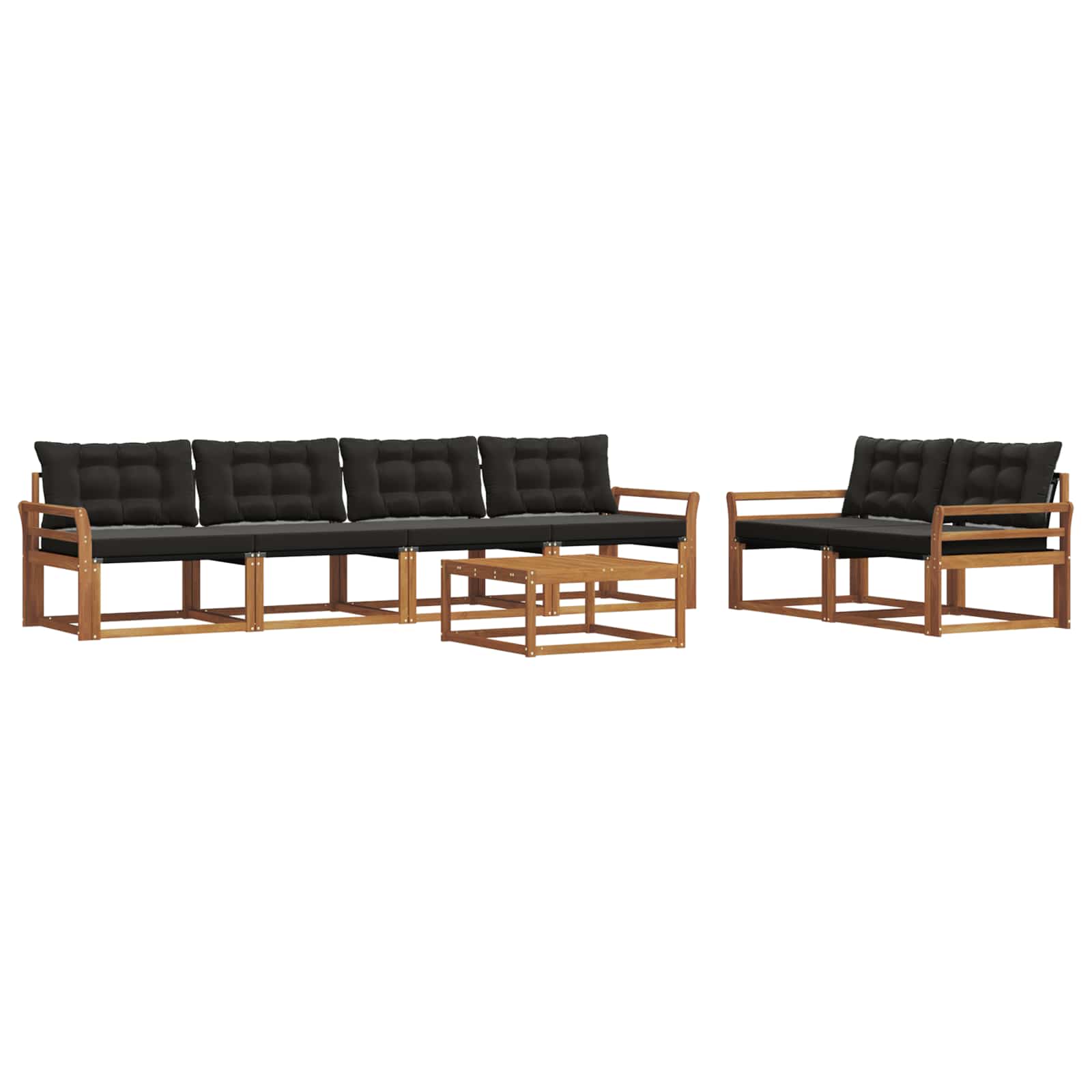 Outdoor-Sofagarnitur mit Kissen 7 pcs Natürlich und Schwarz