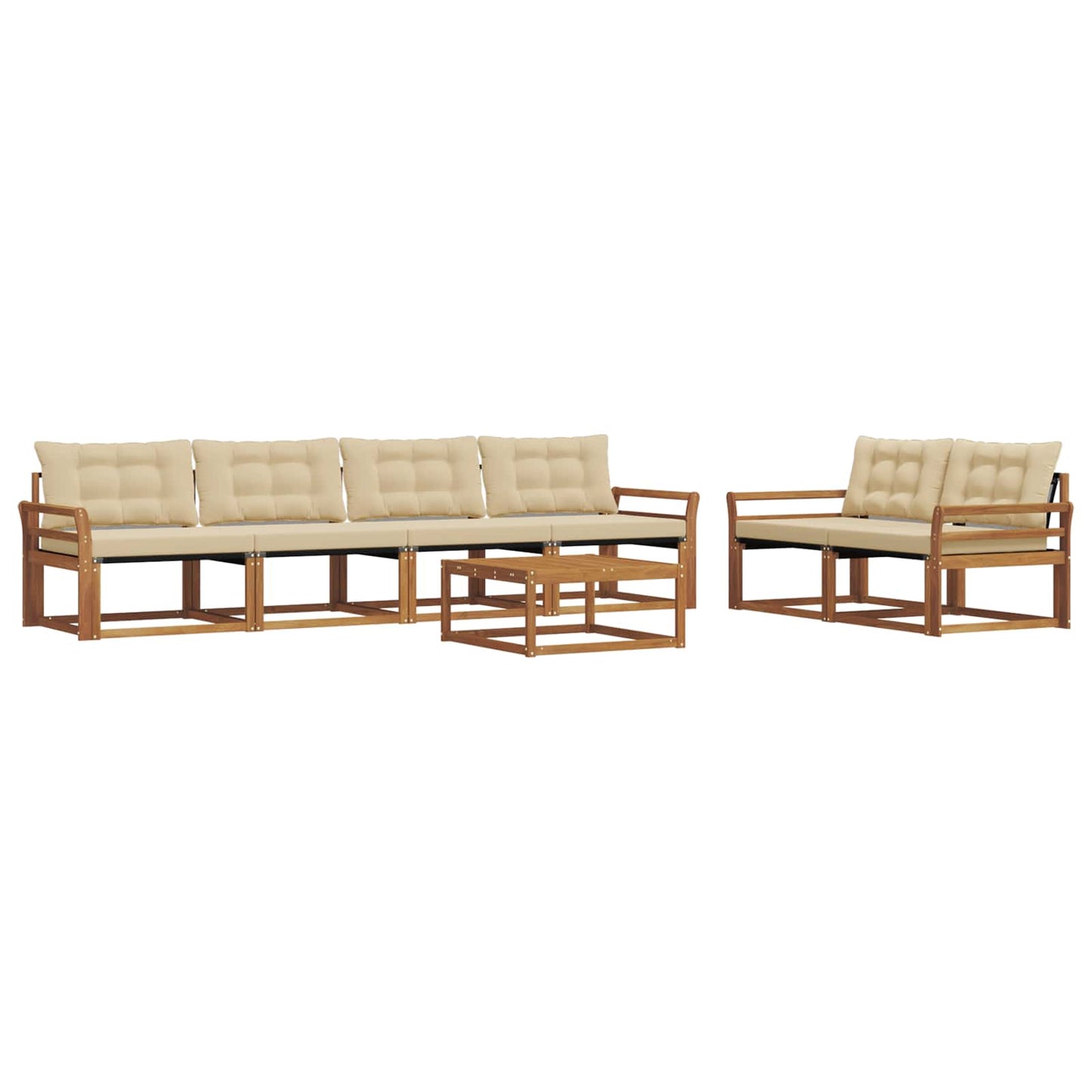 Outdoor-Sofagarnitur mit Kissen 7 pcs Natur und Beige