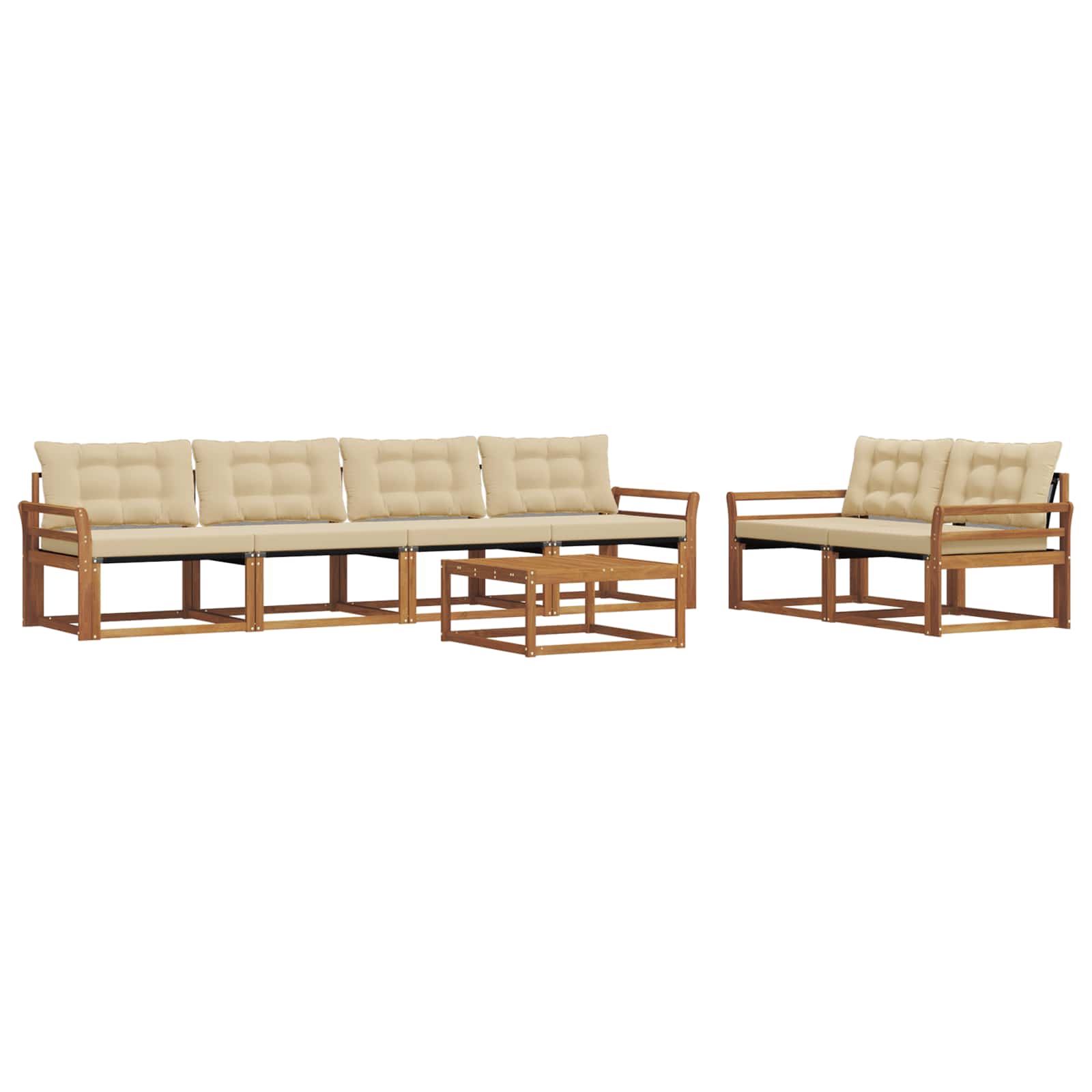Outdoor-Sofagarnitur mit Kissen 7 pcs Natur und Beige