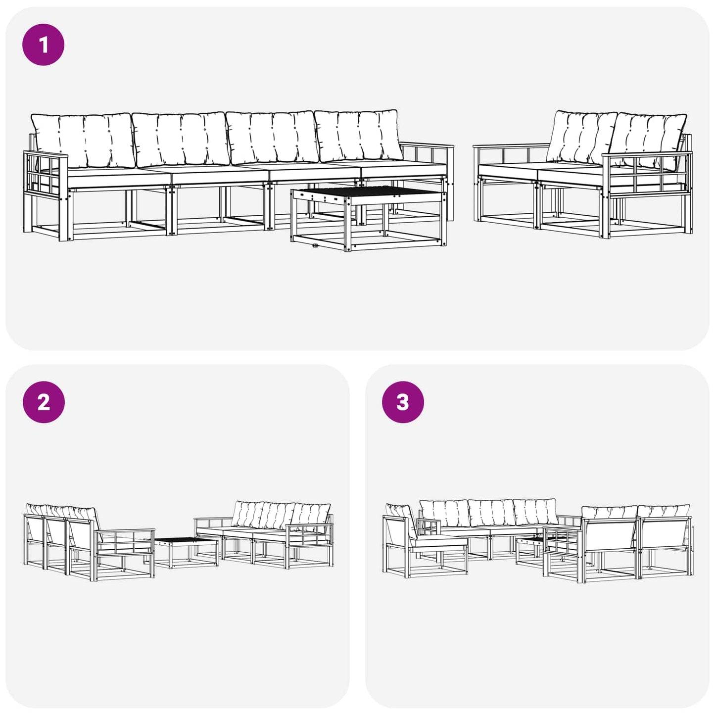 Outdoor-Sofagarnitur mit Kissen 7 pcs Natur und Creme