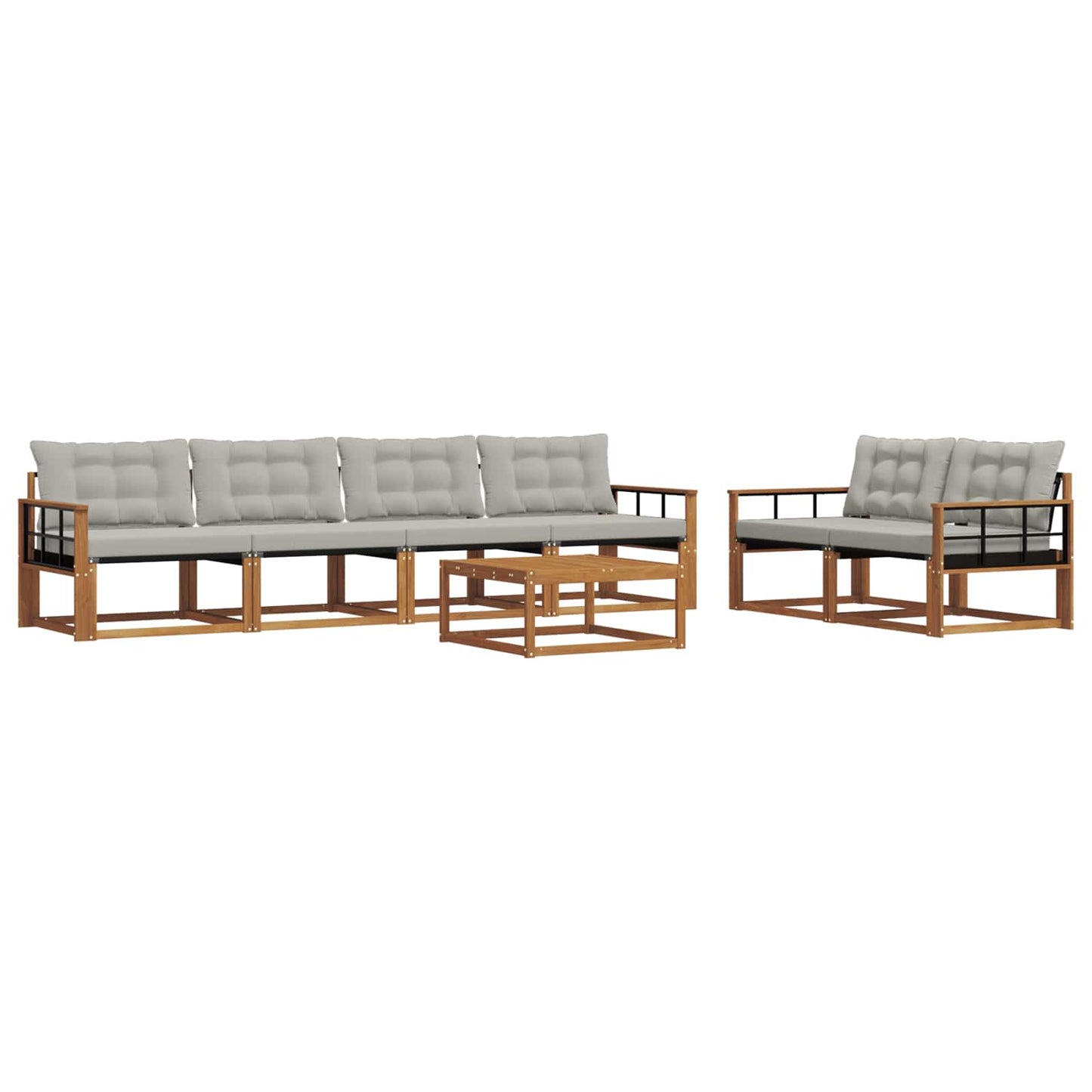 Outdoor-Sofagarnitur mit Kissen 7 pcs Natürlich und Hellgrau