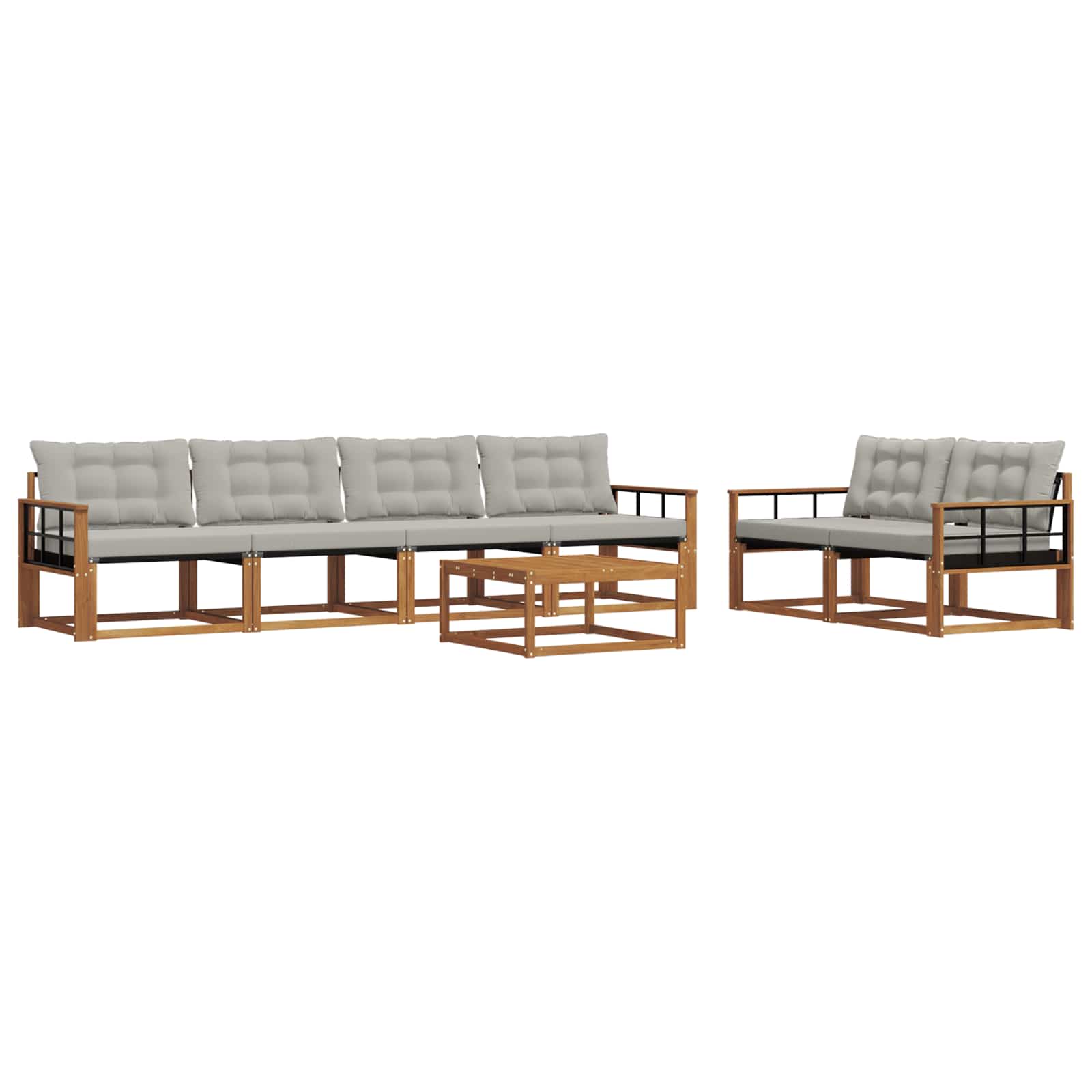 Outdoor-Sofagarnitur mit Kissen 7 pcs Natürlich und Hellgrau