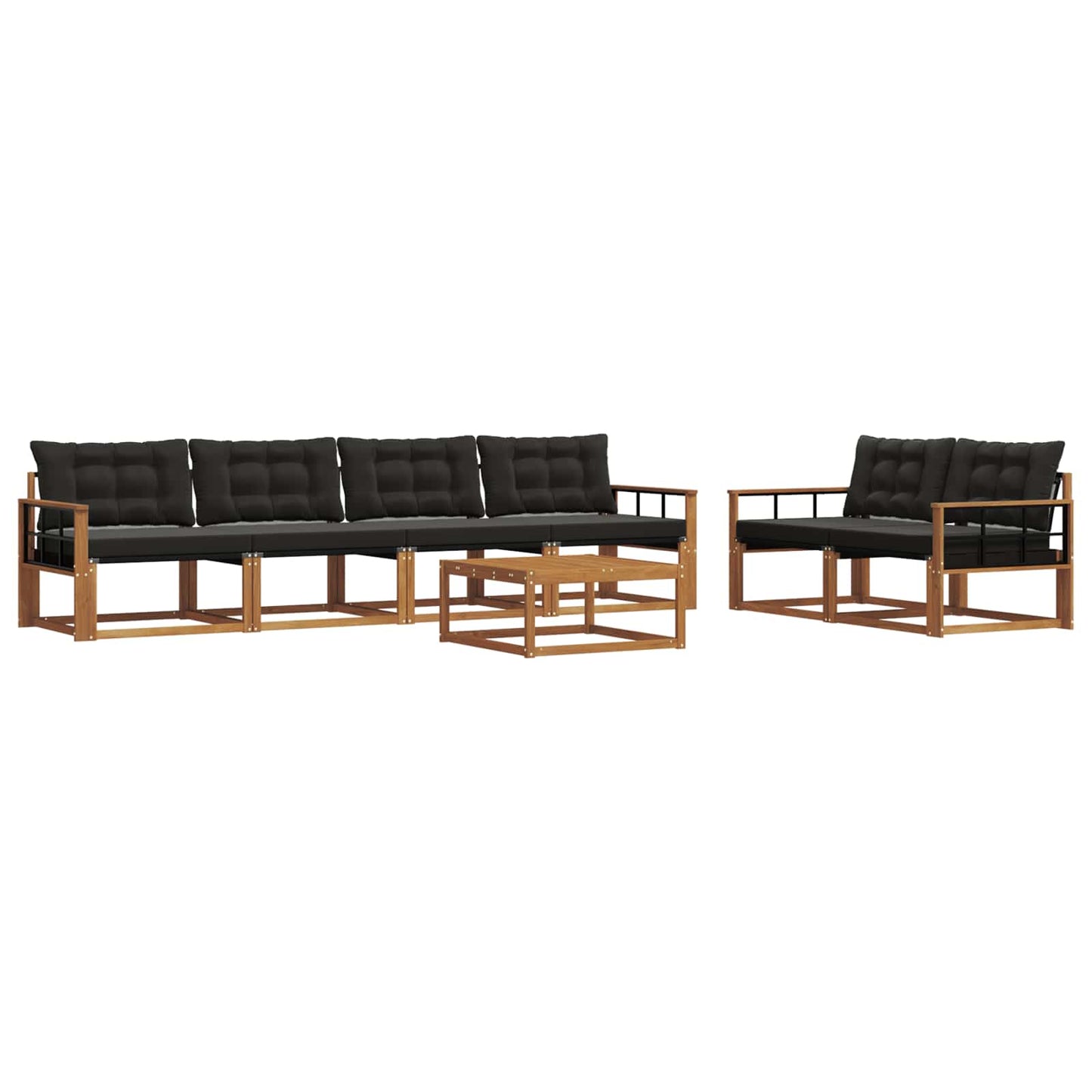 Outdoor-Sofagarnitur mit Kissen 7 pcs Natürlich und Schwarz