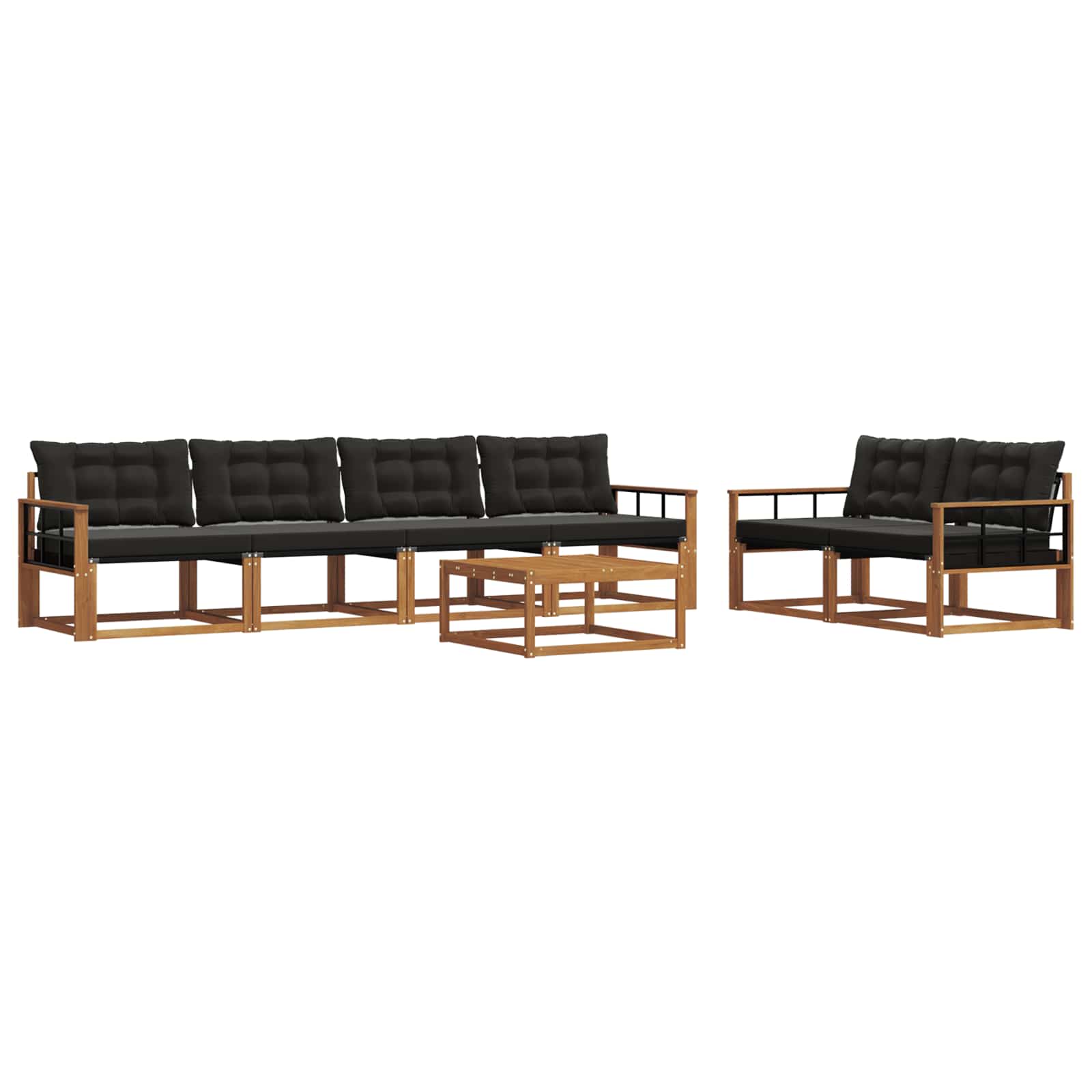 Outdoor-Sofagarnitur mit Kissen 7 pcs Natürlich und Schwarz