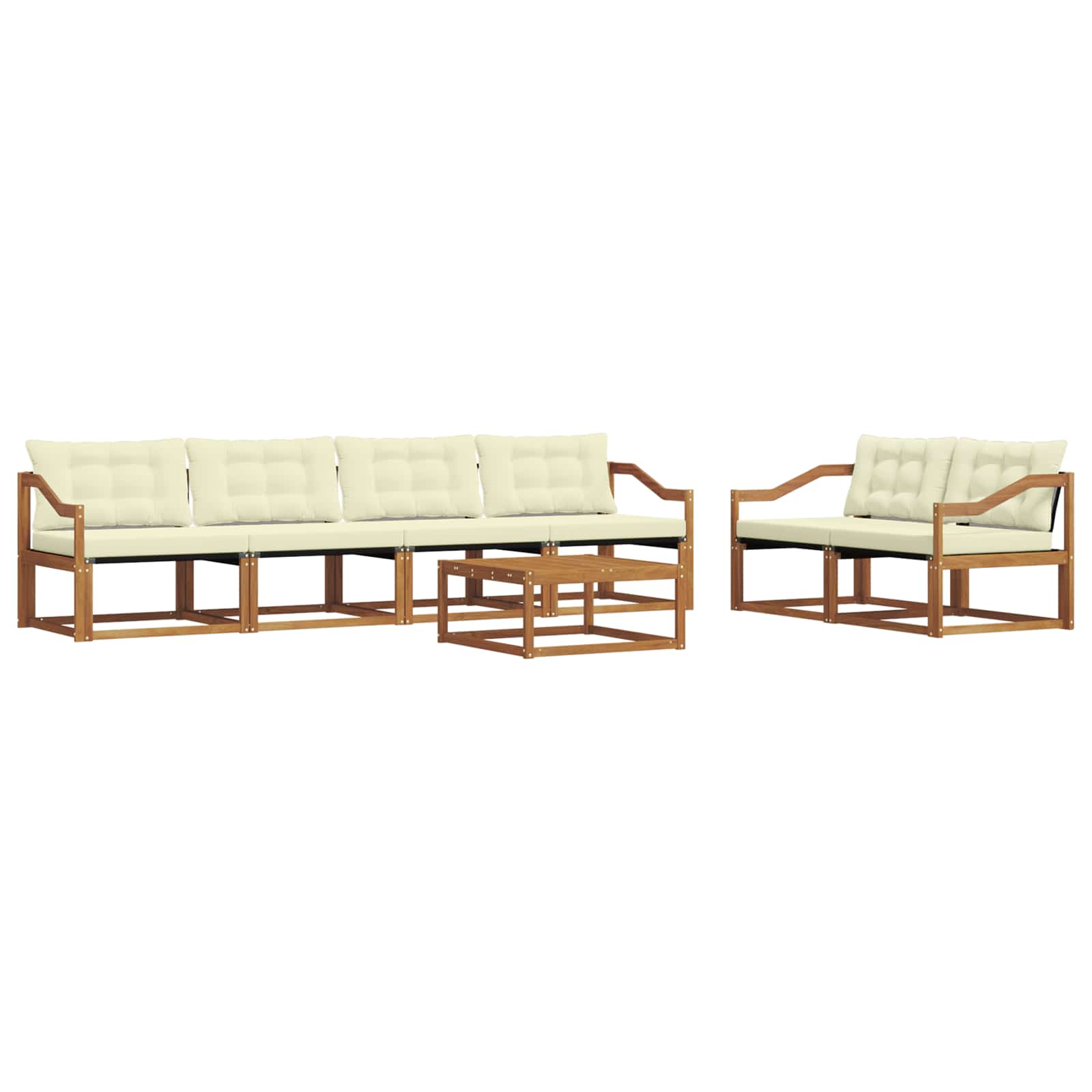 Outdoor-Sofagarnitur mit Kissen 7 pcs Natur und Creme