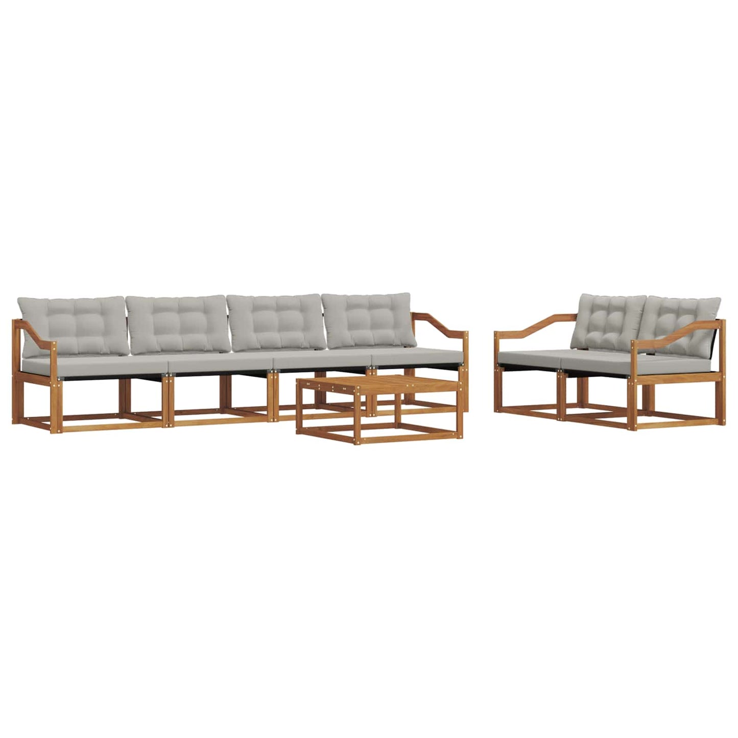 Outdoor-Sofagarnitur mit Kissen 7 pcs Natürlich und Hellgrau