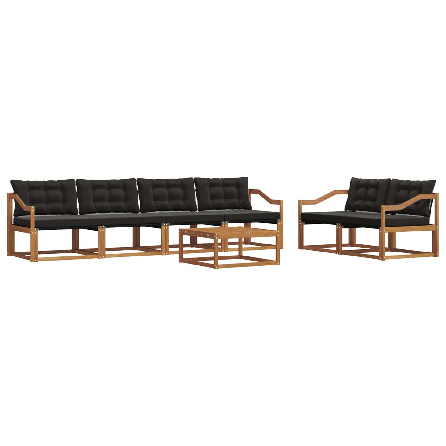 Outdoor-Sofagarnitur mit Kissen 7 pcs Natürlich und Schwarz